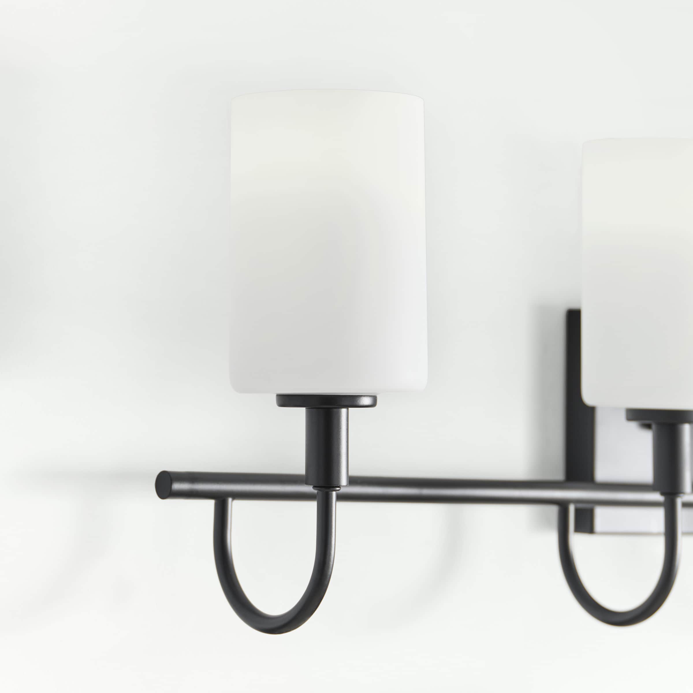 Alvin 4-Light Midnight Black Vanity with Etched White Glass
