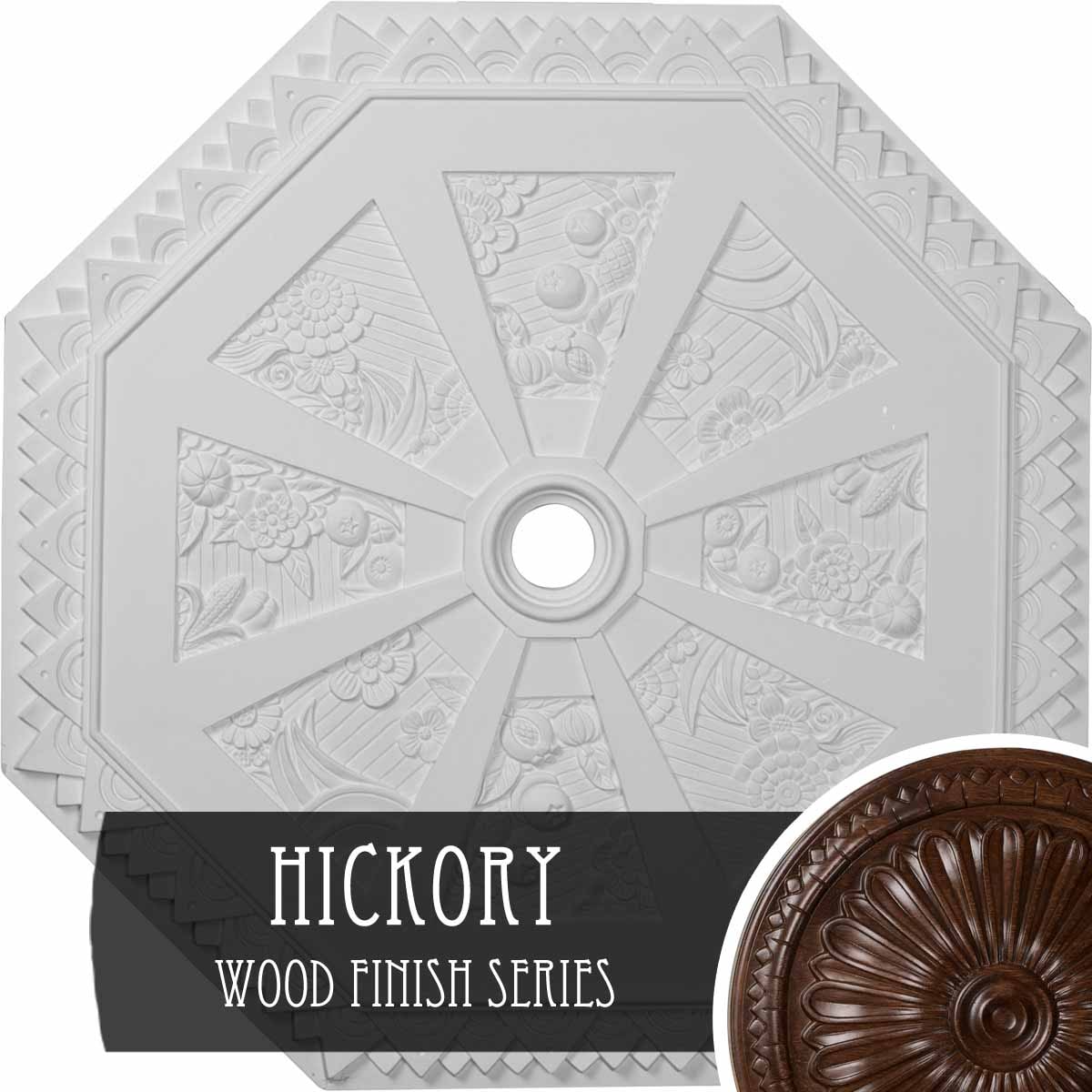 Ekena Millwork CM30SPHIS Spring Octagonal 29.125-in W x 29.125-in L Hickory Polyurethane Ceiling Medallion