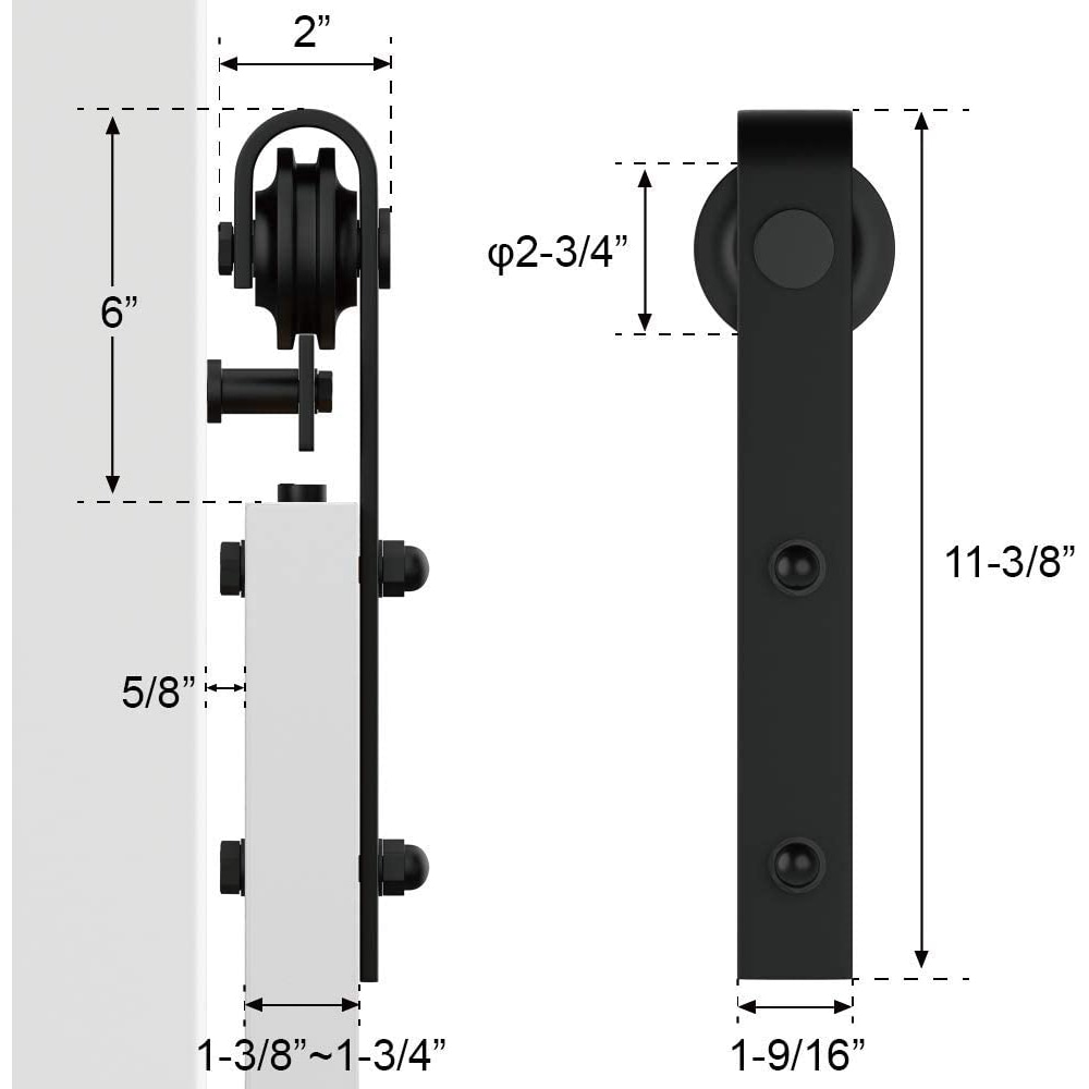 WINSOON 48-in Matte Black Indoor J-strap Single Barn Door Hardware Kit ...