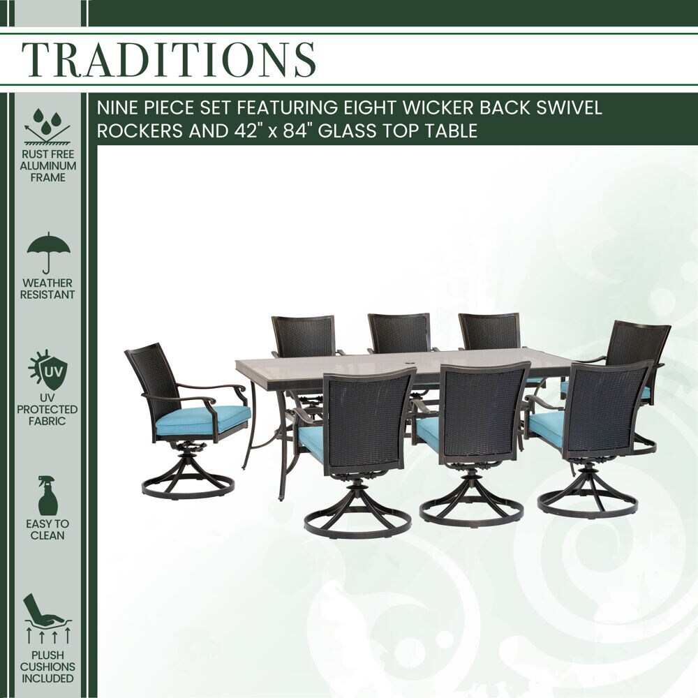 Hanover TRADDNWB9PCSWG-BLU Patio-Dining-Sets - View #2