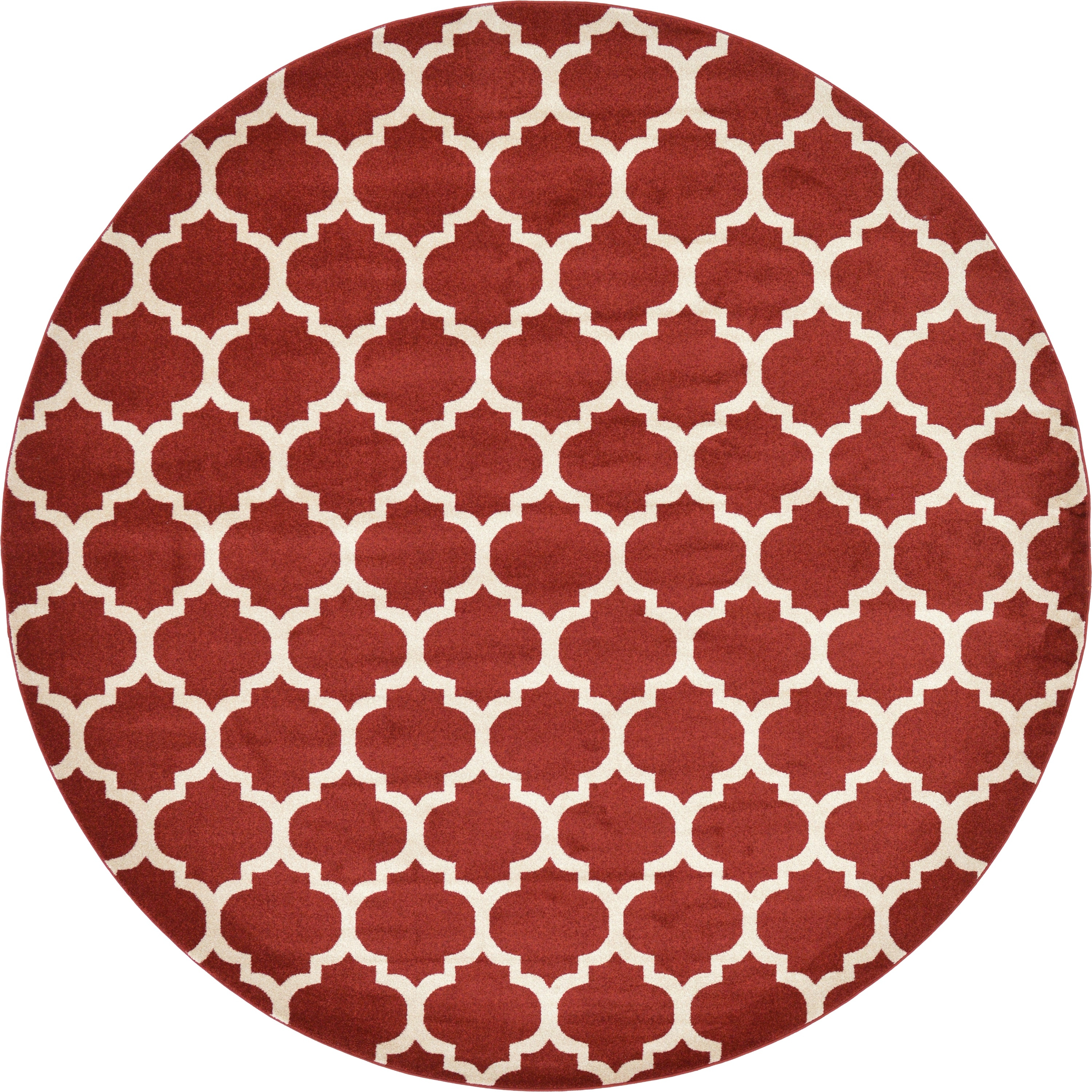 Unique Loom 3128588 Philadelphia Trellis 10 x 10 (ft) Loomed Polypropylene Red/Beige Round Indoor Geometric Industrial Area rug