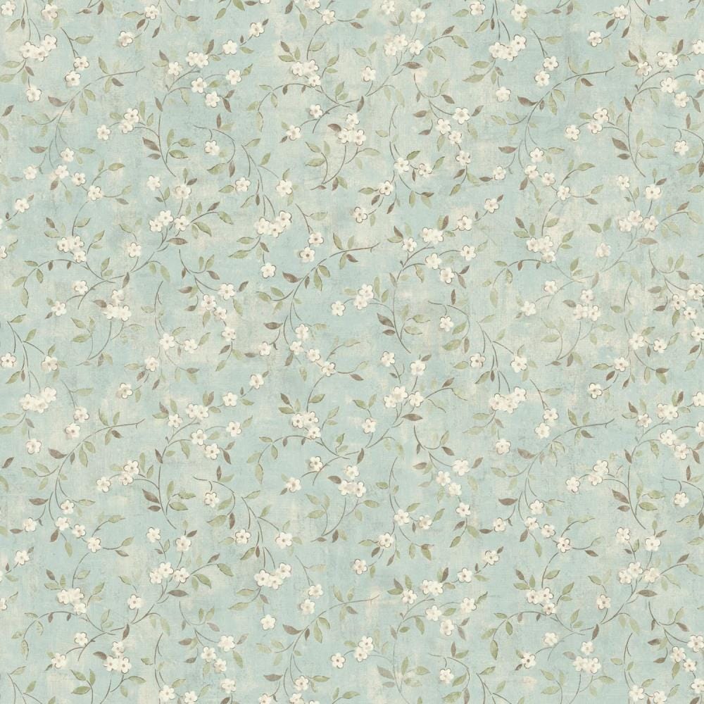 York Wallcoverings LG1306 Rustic Living 56-Sq. Feet Blue Paper Floral Prepasted Soak and Hang Wallpaper
