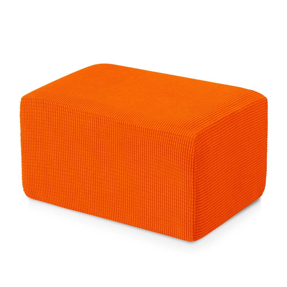 Subrtex SBTADT029 Textured grid Orange Jacquard Ottoman Slipcover 45.7-Inches W x 19.7-Inches H x 30-Inches D