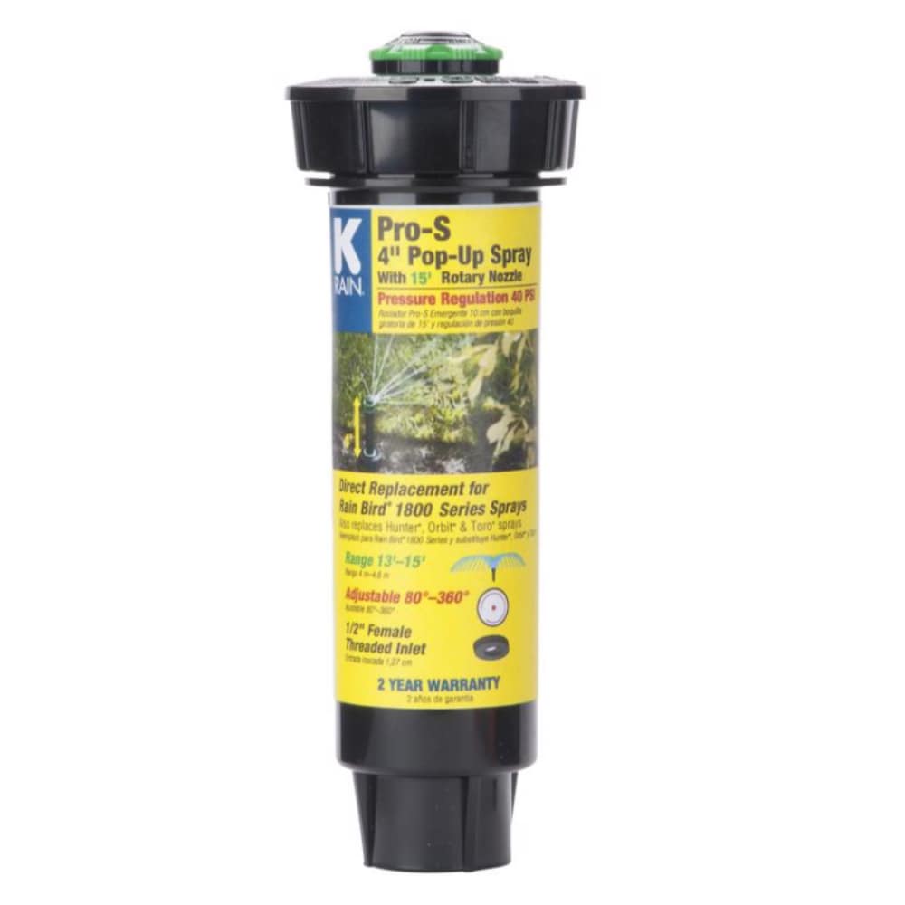 K-Rain K Rain Pro S Adjustable Pop Up Rotary Spray Nozzle 4 in 1 2 in Inlet 13 to 15 ft Range