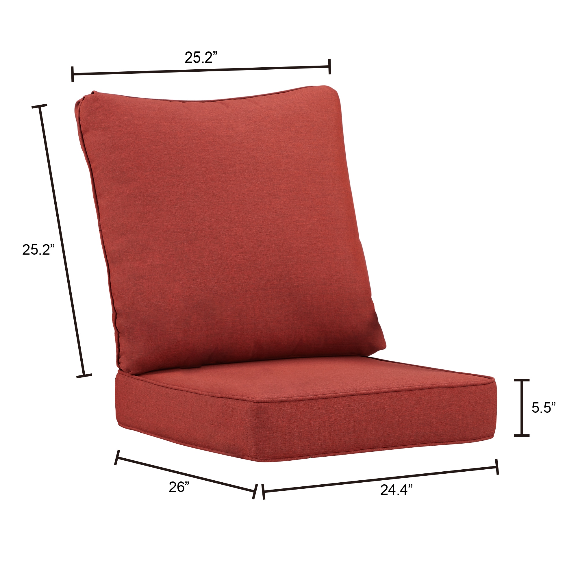 Oakland Living STYLE-C-RDCU 26.38-in x 24.4-in 2 -Piece Red Deep seat patio chair cushion