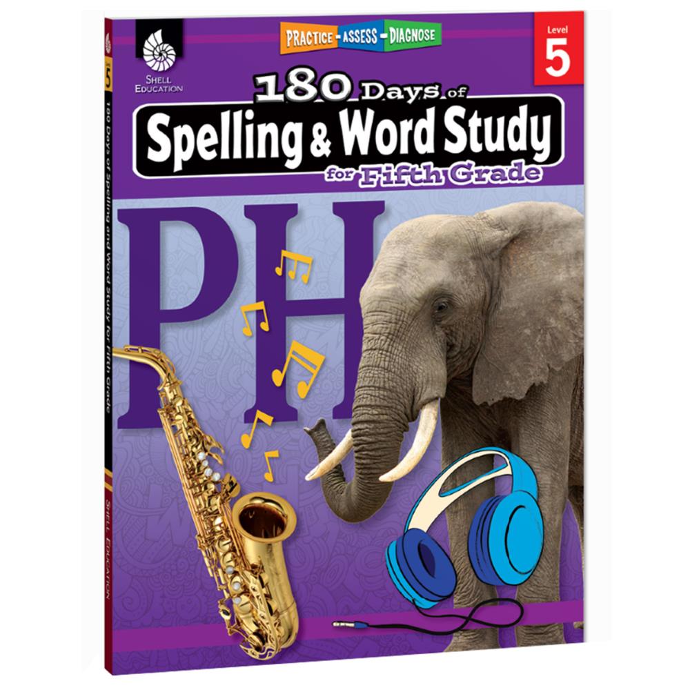 Shell Education SEP28633 180-Day Of Spelling and Word Study, Grade 5 Activity Book