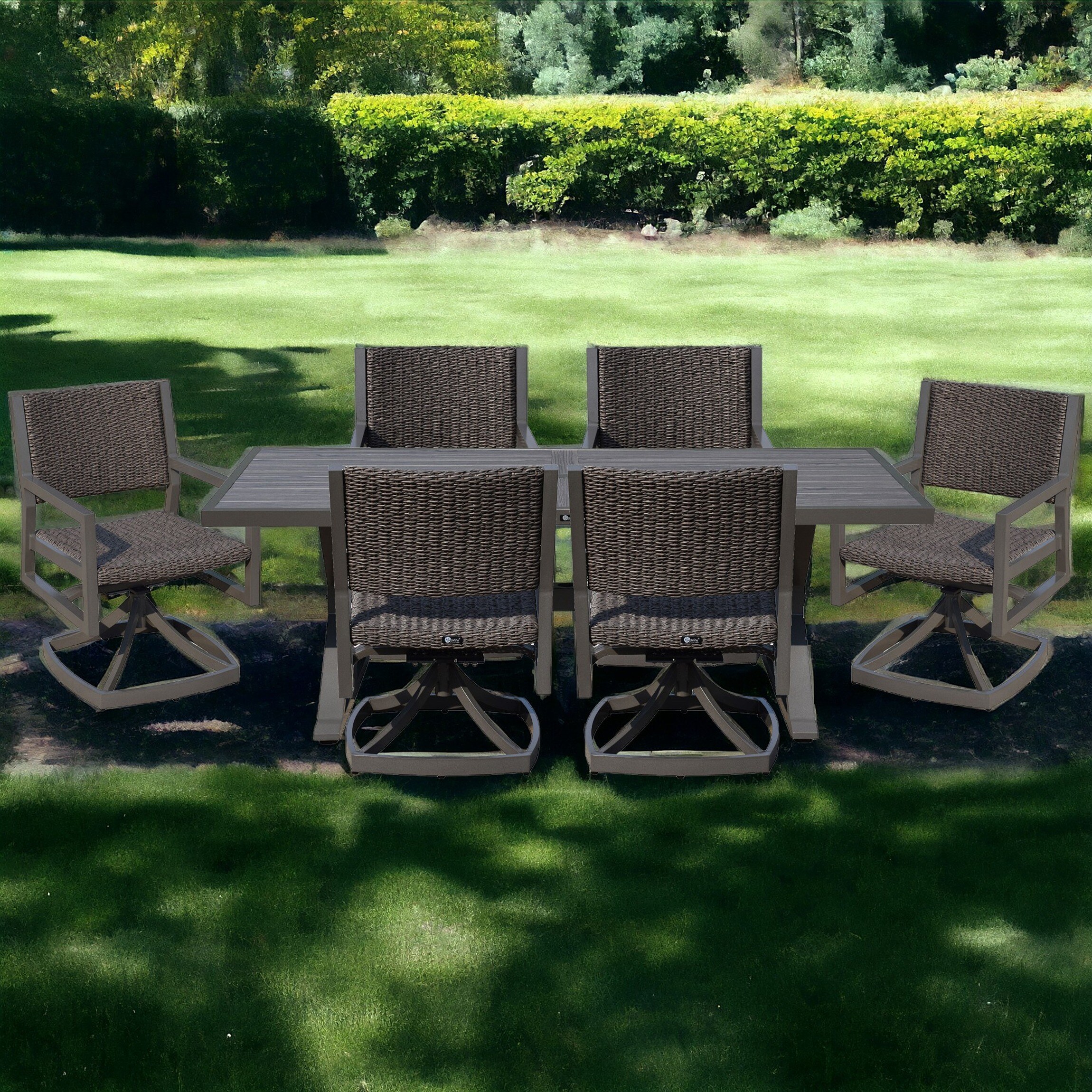 Courtyard Casual 5343 Venice 7-Piece Gray Woven Patio Dining Set