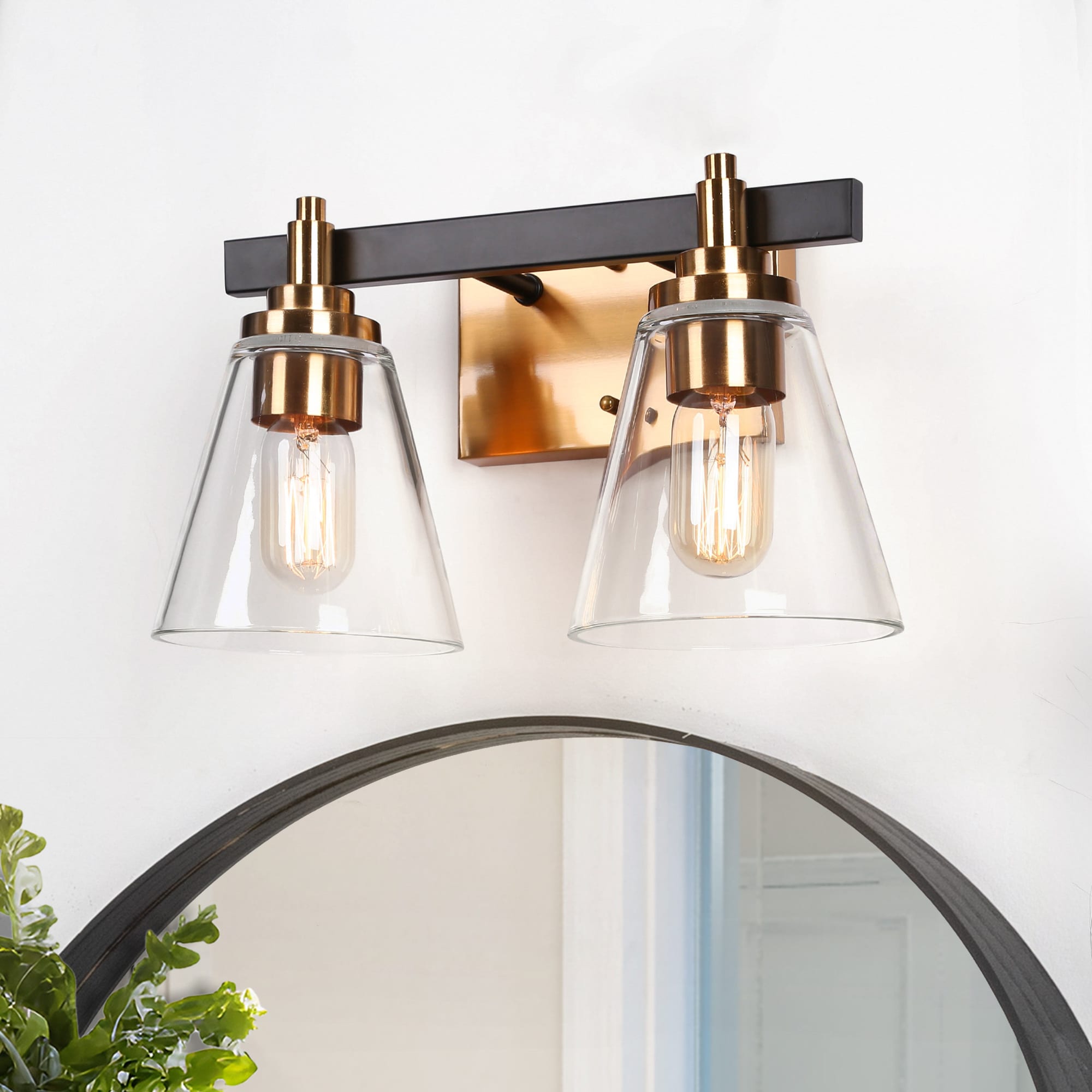 ZEVNI L3EA6ZFQW4539SC7 Sedia Modern Farmhouse 14-in 2 -Light Multiple finishes Gold Traditional Vanity light bar