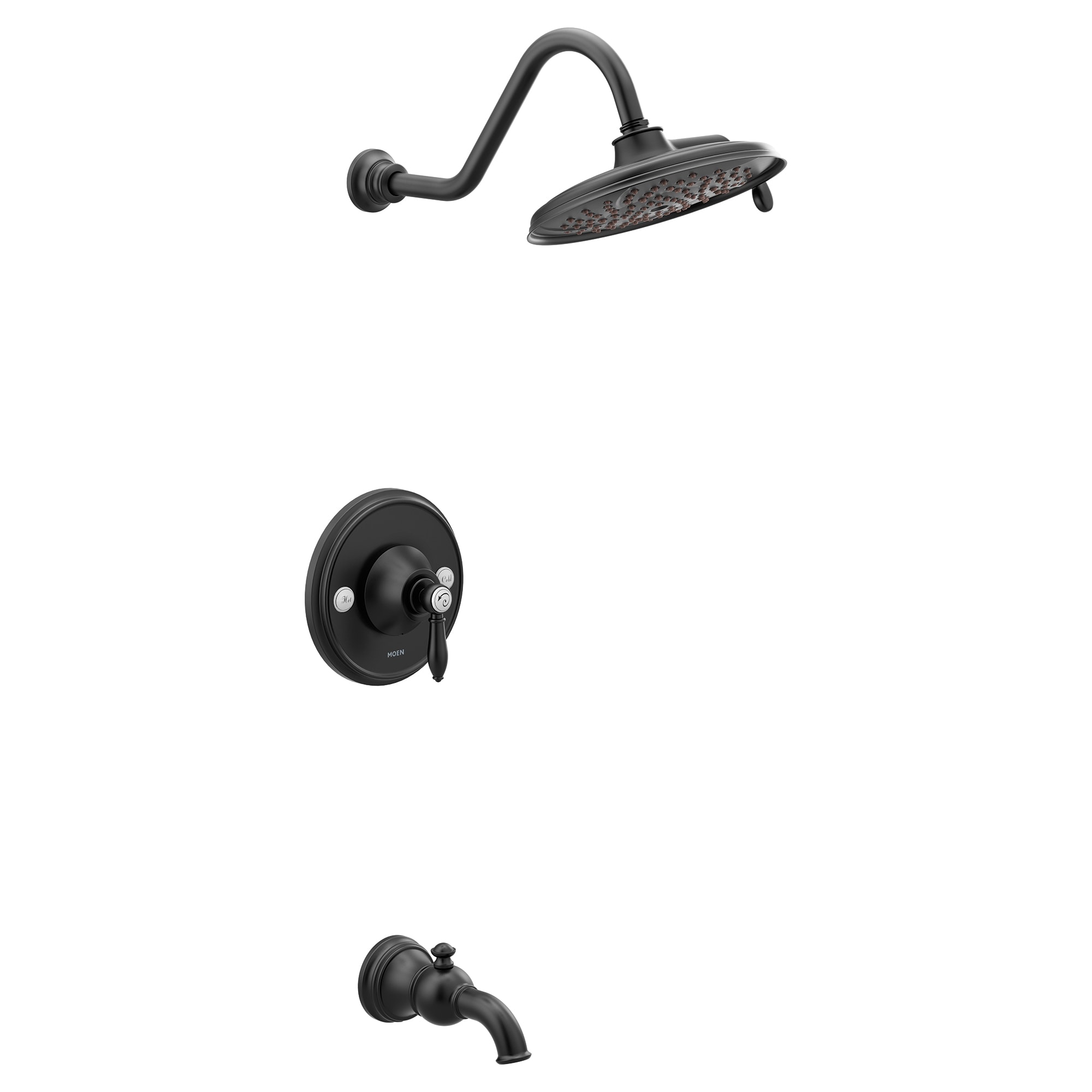 Moen TS32104BL Weymouth Matte Black 1-handle Multi-function 9.19-Inches Round Bathtub and shower Faucet