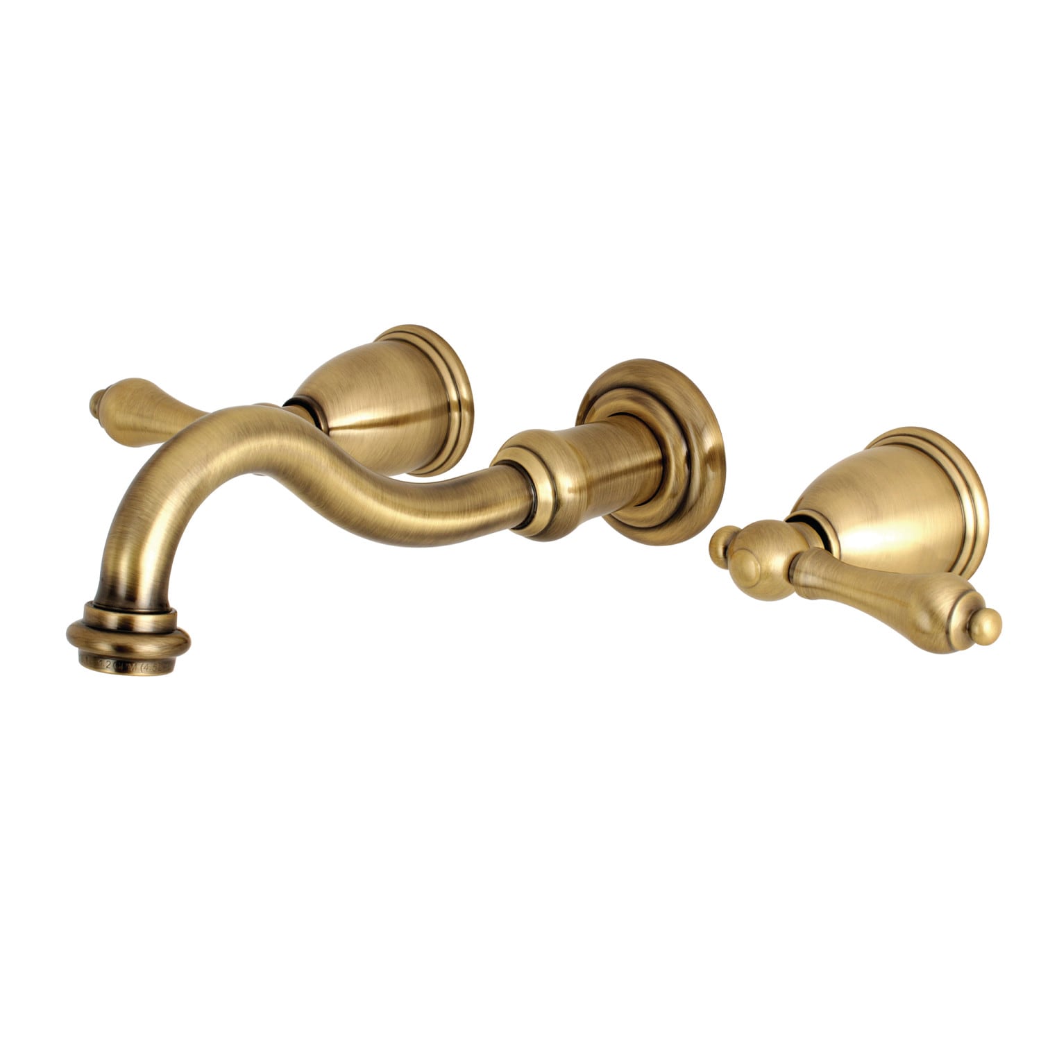 Kingston Brass WLKS3123AL Vintage Antique brass Wall-mount 2-handle Low-arc Residential Handle Bathroom Sink Faucet