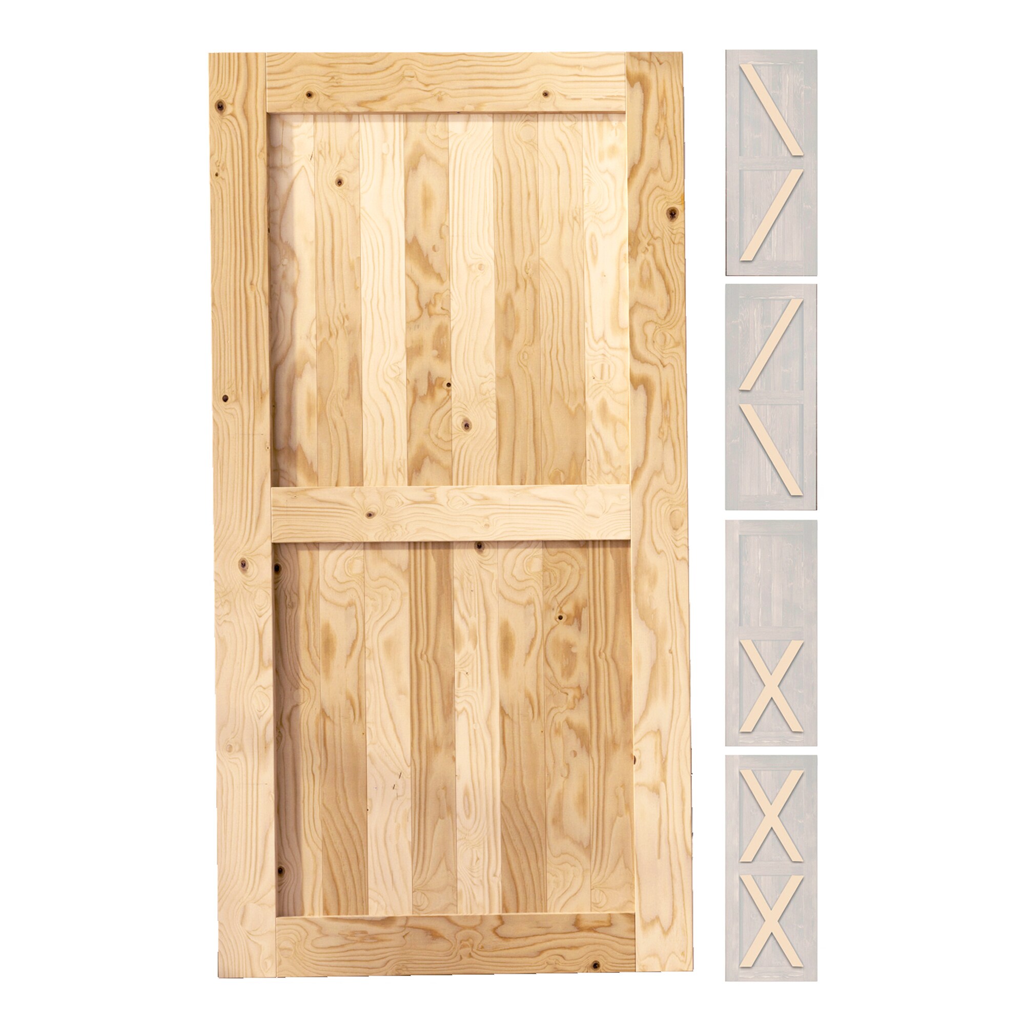 HOMACER HOMDR-4680-FR 46-in x 80-in Unfinished Unfinished Pine Wood Solid core Single Barn Door (Hardware Not Included)