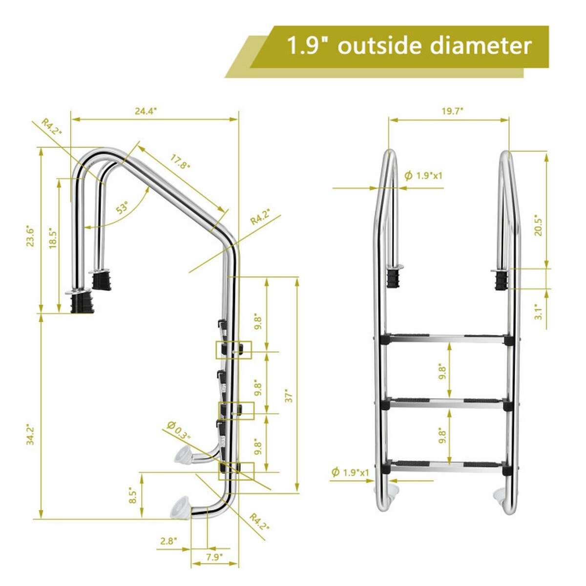 Loheer D0102HQPZTV Above-Ground-Pool-Lad-Steps - View #4