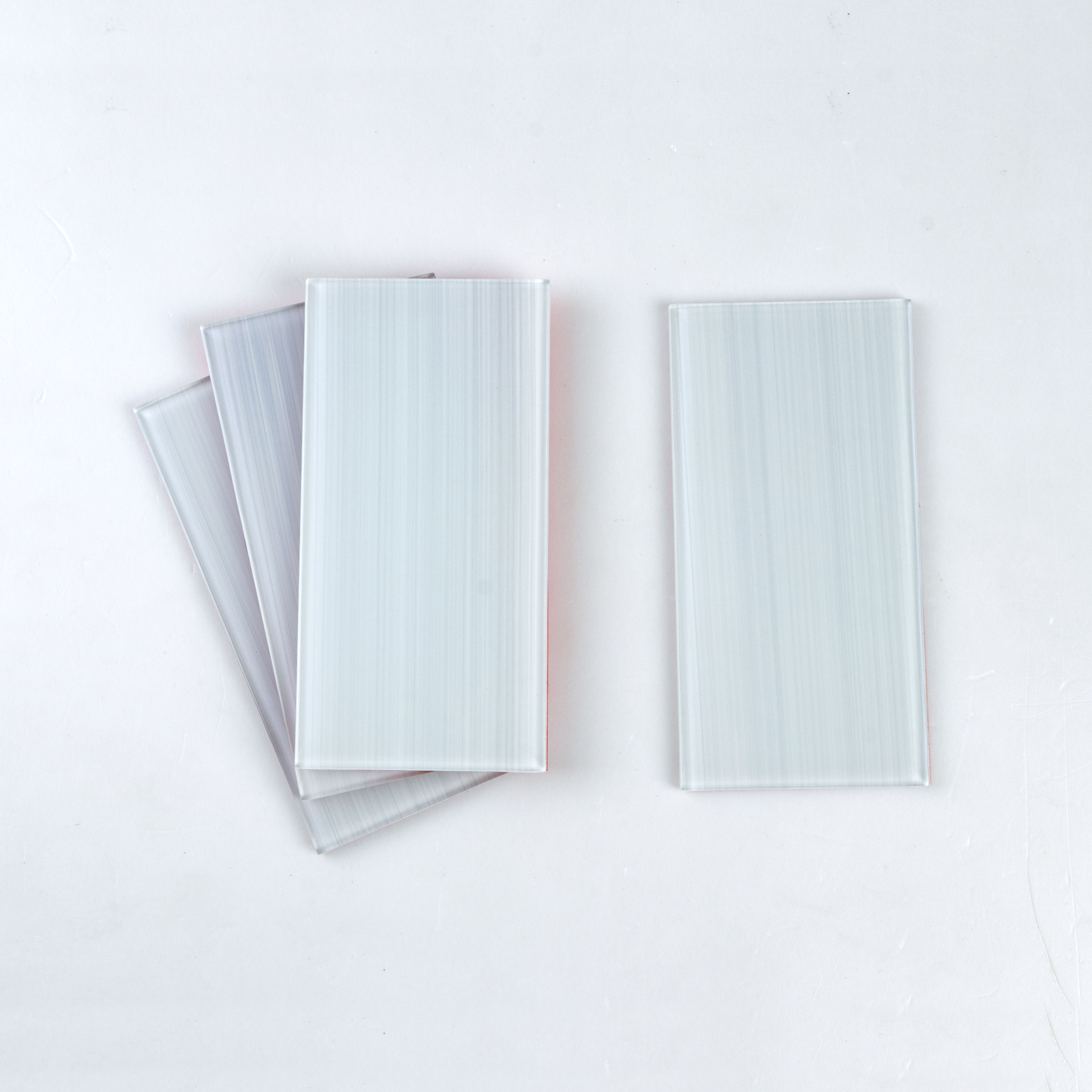 White Hand-Painted Glass Peel and Stick Subway Wall Tile