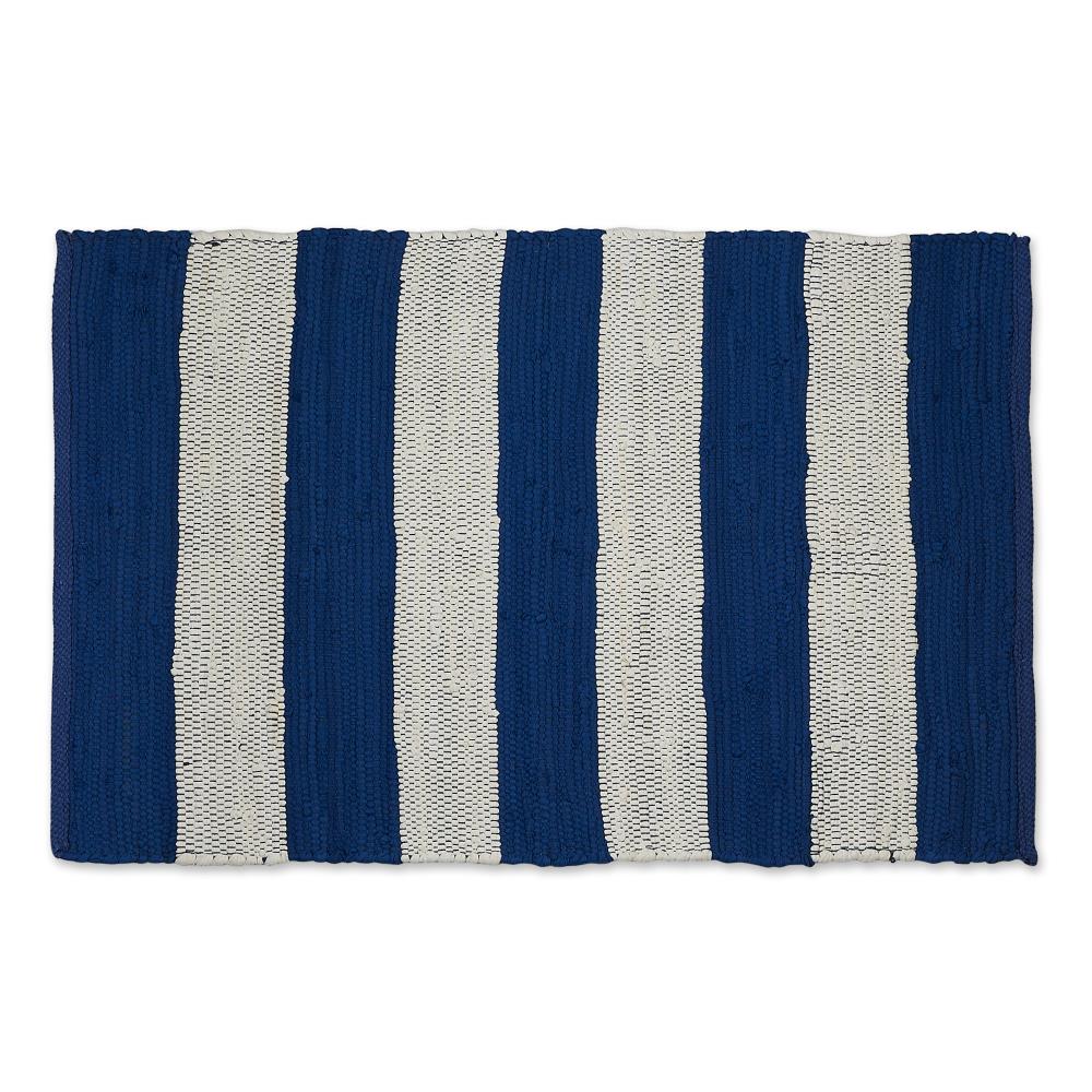 DII CAMZ12128 Rag Rug 2 x 3 (ft) Cotton Blue and White Rectangular Indoor Stripe Throw rug