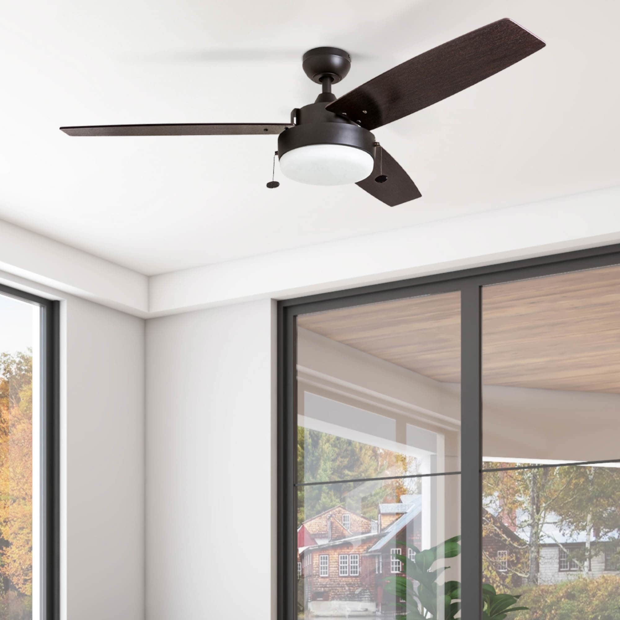 Prominence Home 51018-26 Statham 52-in Bronze with Dark Chestnut/Ancient Pine Blades Ceiling Fan With Light ( 3 -Blade )