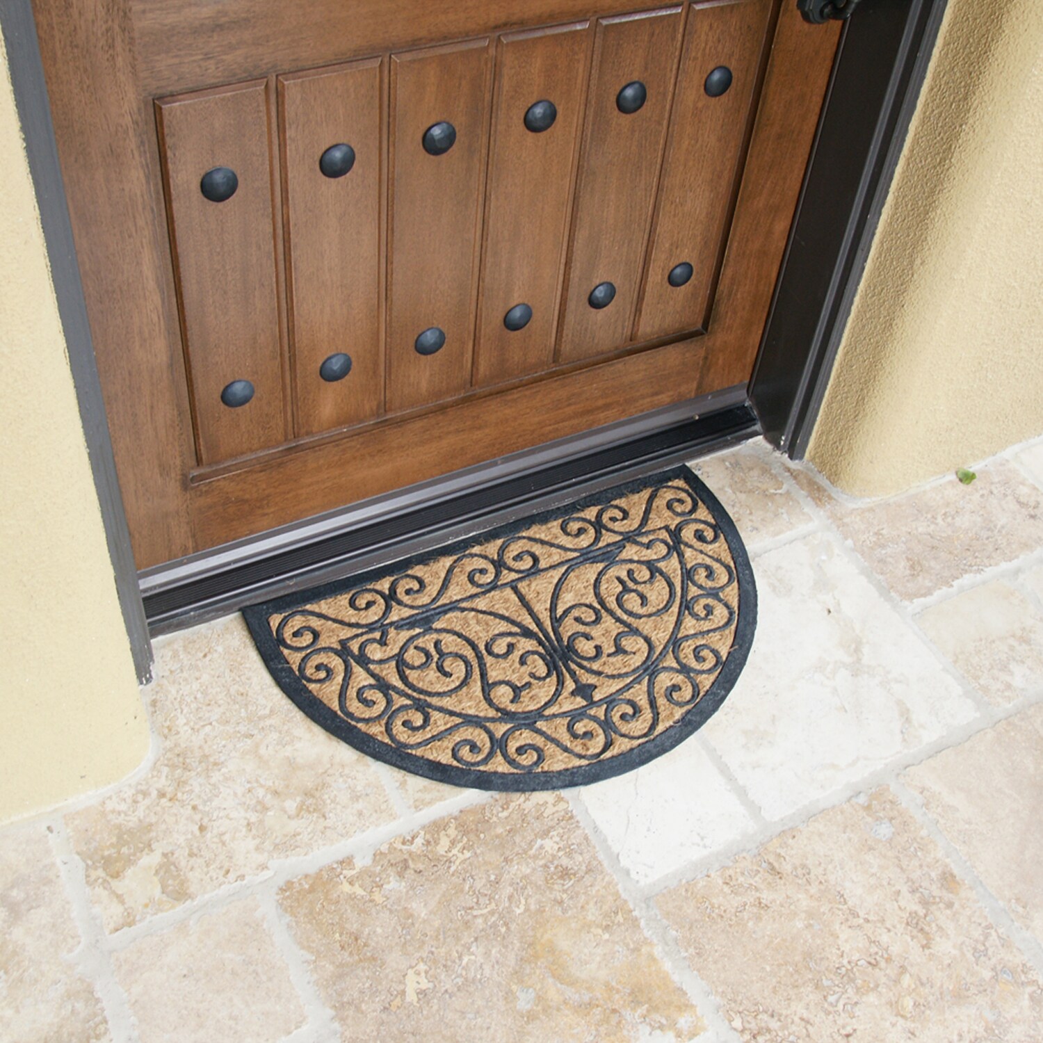 Rubber-Cal 2-ft x 3-ft Brown Half-round Indoor or Outdoor Door Mat in the  Mats department at