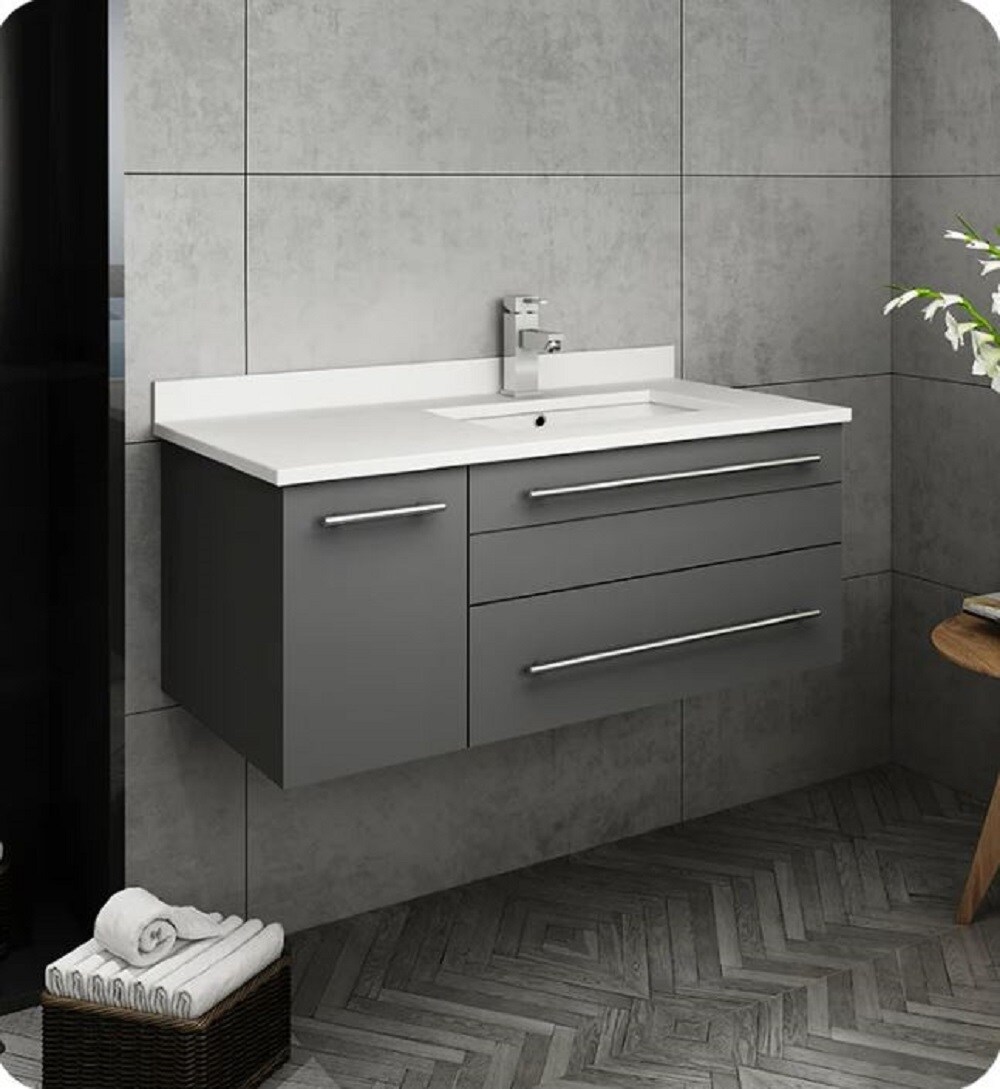 Fresca Lucera 36-in Gray Undermount Single Sink Floating Bathroom ...