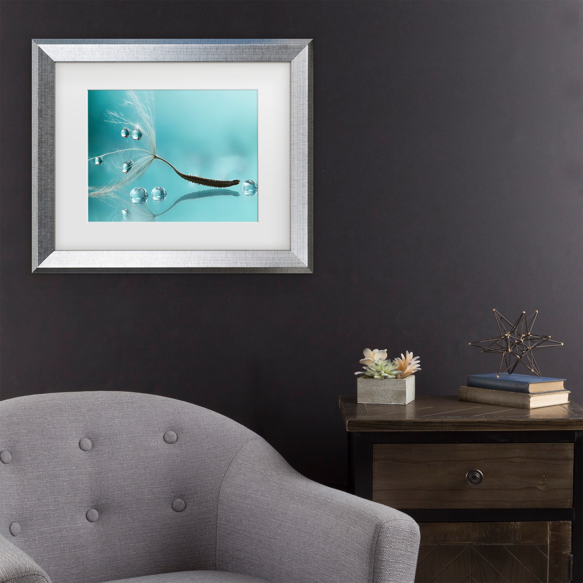 Trademark Fine Art 1X10945-S1620MF Water Rina Barbieri Silver Frame Wood Framed 16-in H x 20-in W Botanical Canvas Print