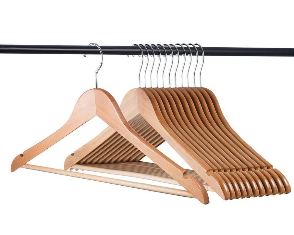 10pcs Wood Hanger Lightweight Non-Slip Clothing Hanging Natural Vintage Rack, Size: 38.00*20.00*12.00