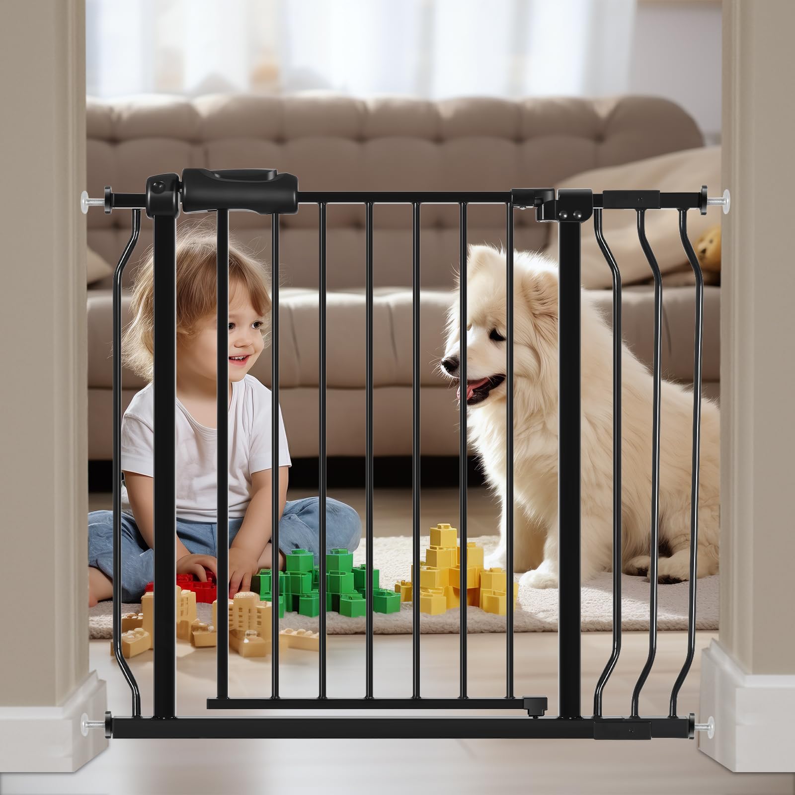 Anqtovp 1 Piece 30 Inch Tall Extra Wide Adjustable Baby Gate Fits 86 to ...