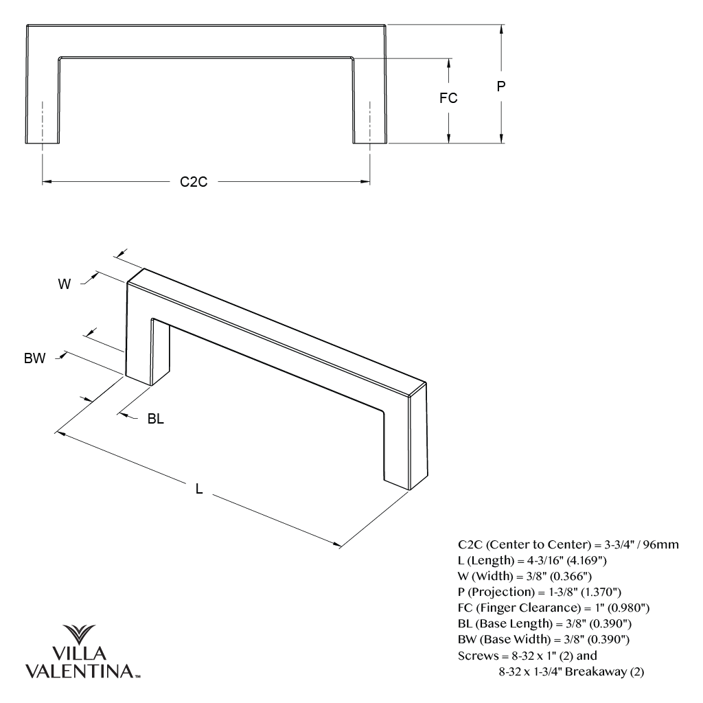 Villa Valentina VV1196CBZ Cabinet-Pulls - View #7