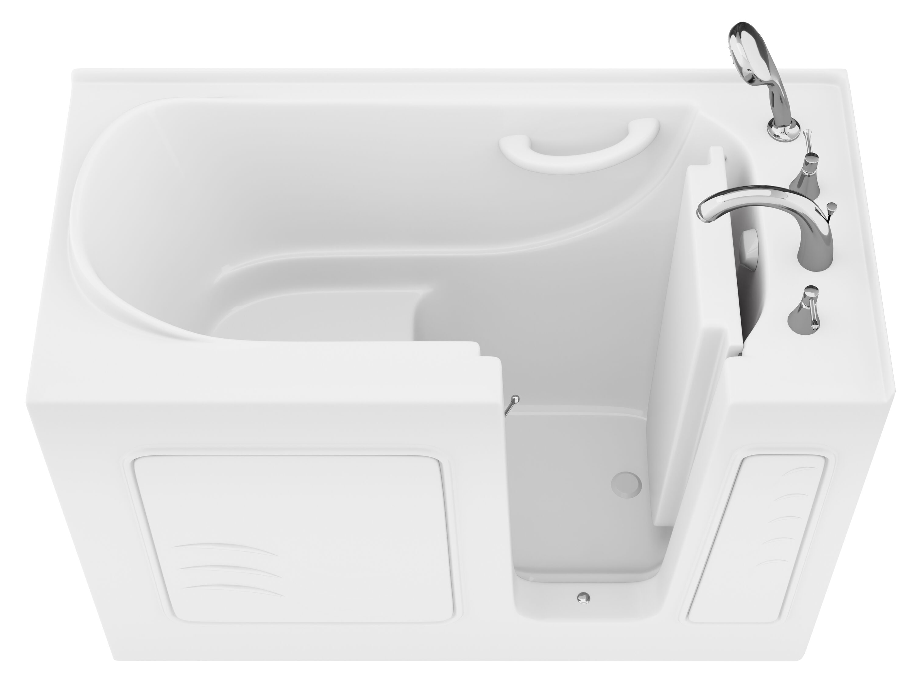 Endurance WTLSX Series 26.38-in x 52.75-in White Acrylic Rectangle Walk-in Soaking Bathtub with Faucet Hand Shower with Drain ( Right Drain )