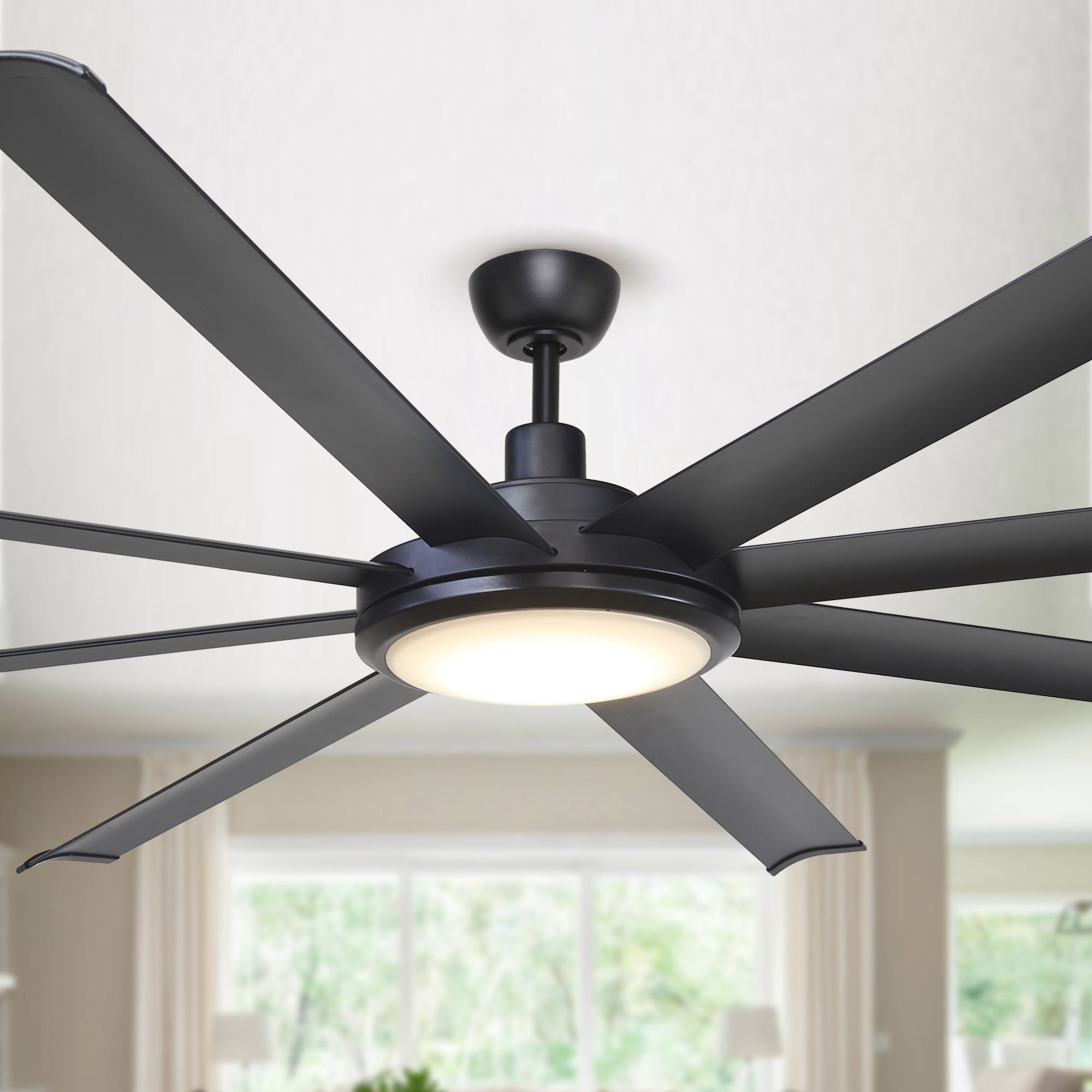 Parrot Uncle 75-in Black LED Indoor Ceiling Fan with Light Remote (8 ...