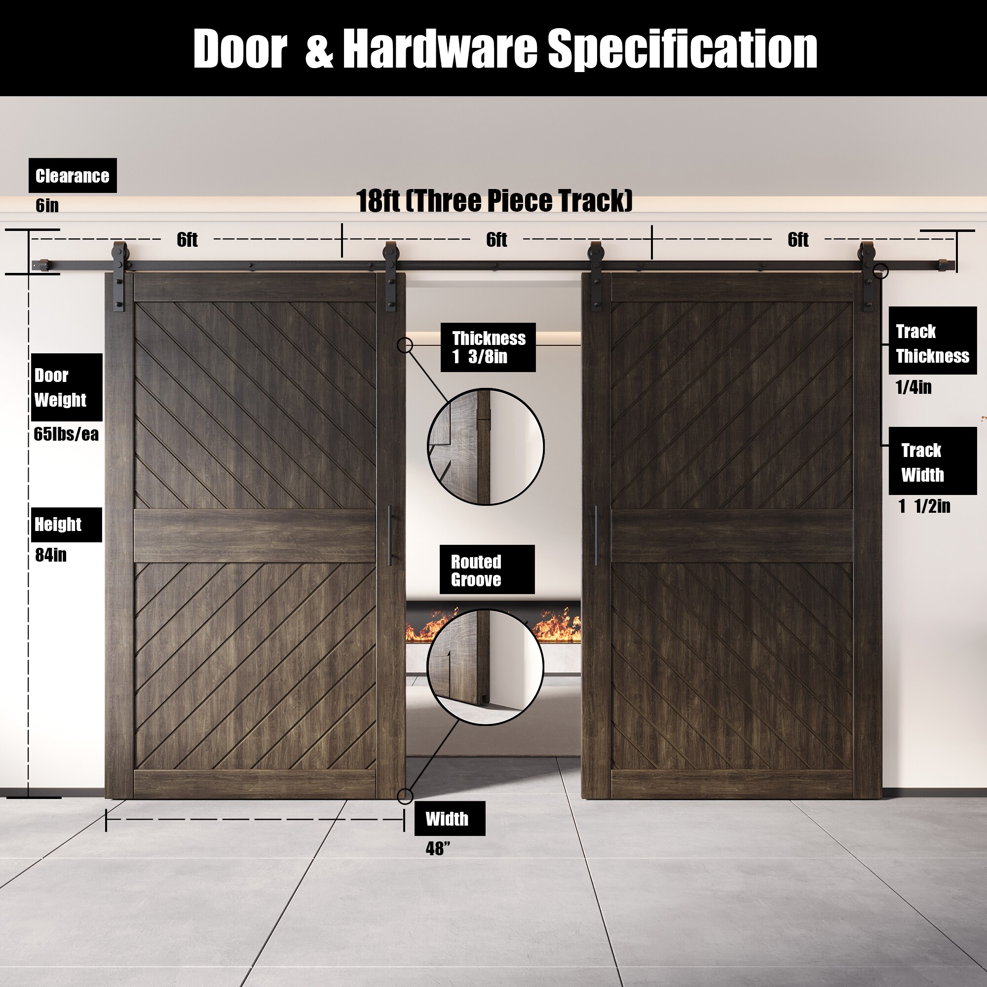 HOMACER YT2H216C-XT4-4884-EB Barn-Doors - View #2