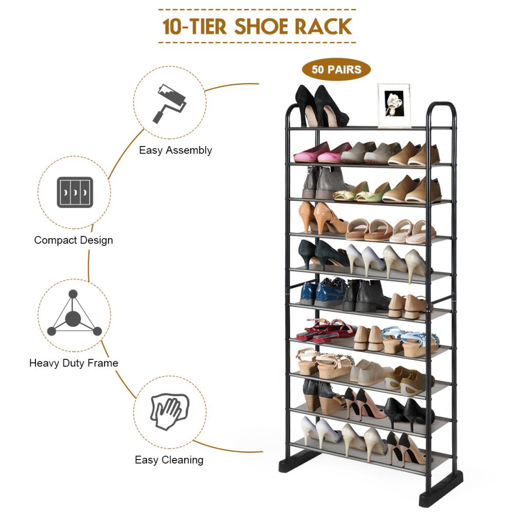 GCP Products 10 Tiers Shoe Rack, Large Capacity Shoe Organizer