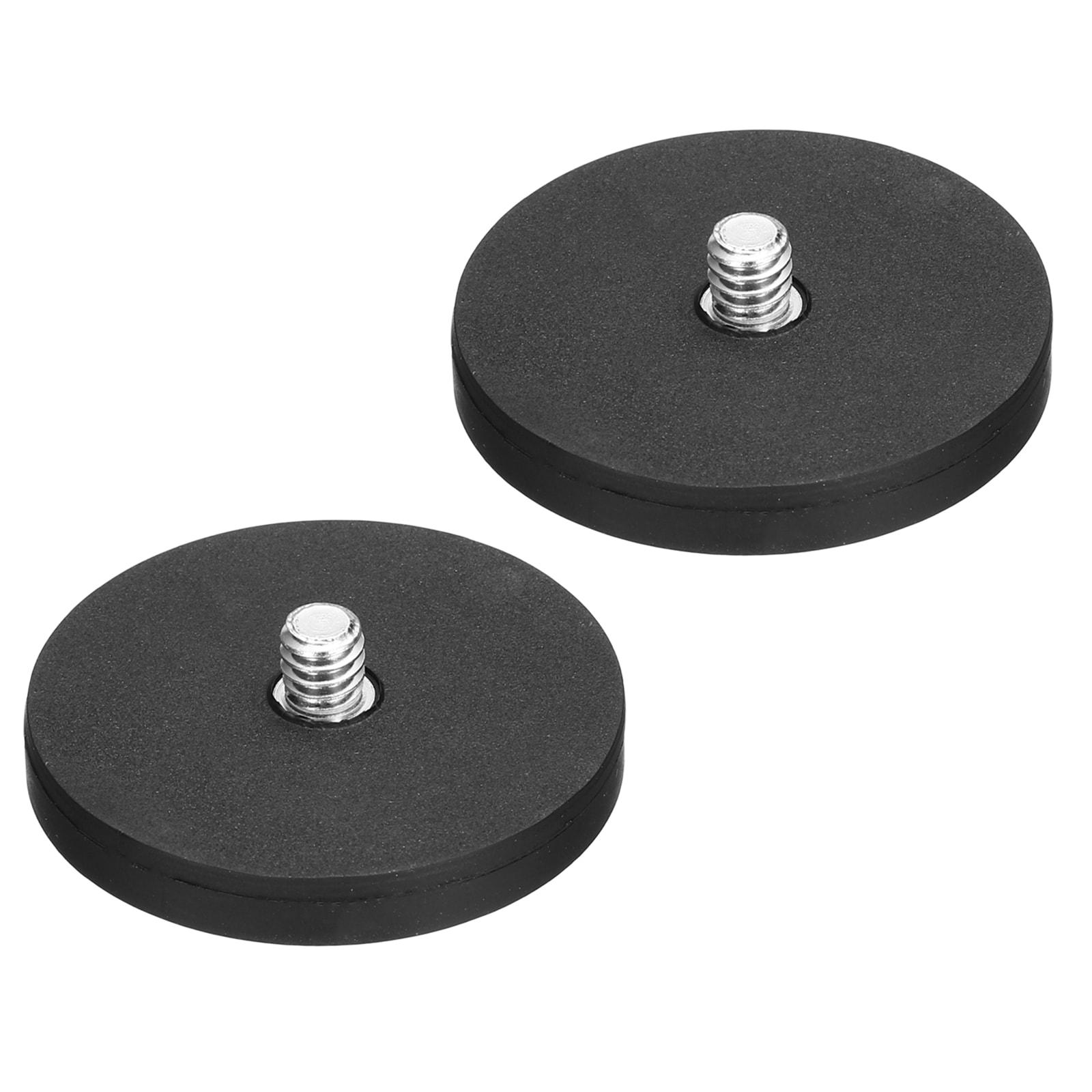 Unique Bargains 2pcs 1.7 Inch Dia Rubber Coated Magnets 19LBS Anti-Scratch Flag Magnet Base with 1/4 Inch-20UNC Male Threaded Studs and Nut Magnets Holder for Camera Light Bar Mirror Tool #S26032400UX2246