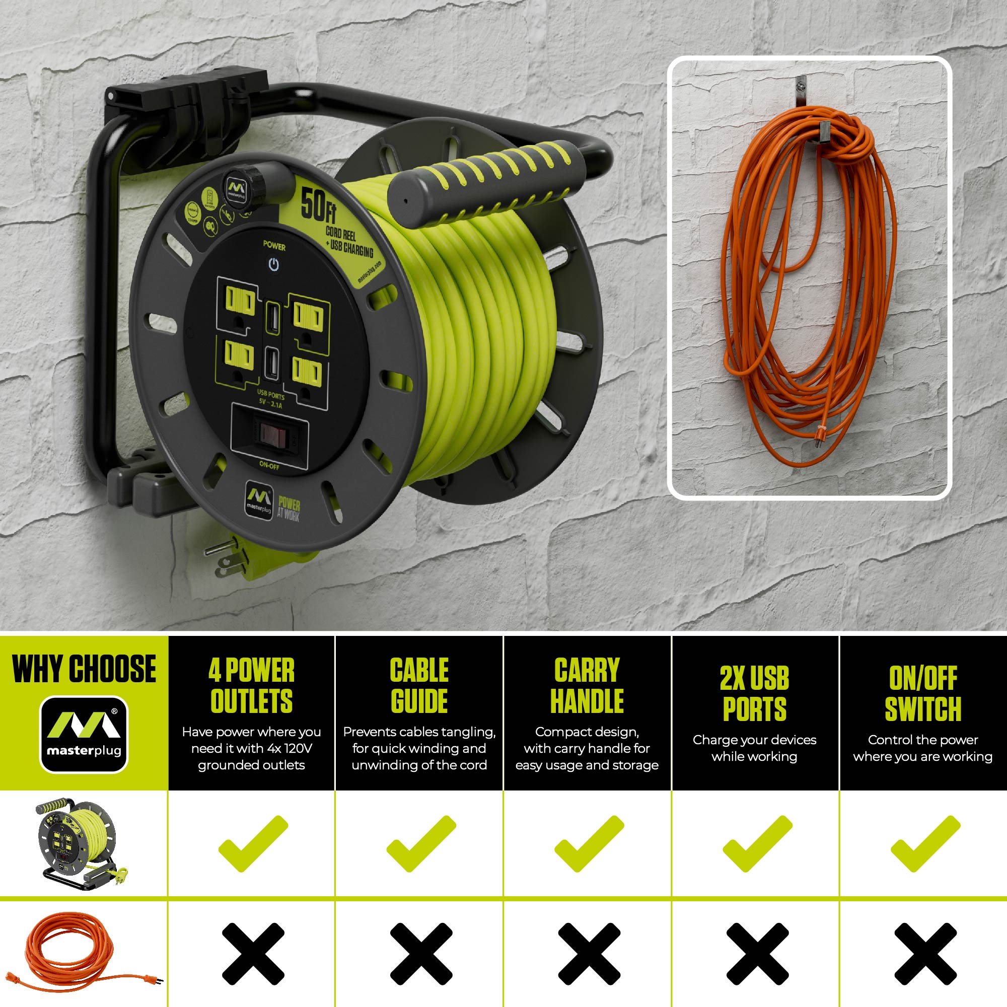 Masterplug OMA501314G4SLU-US Cord-Reels-Management-Storage - View #5