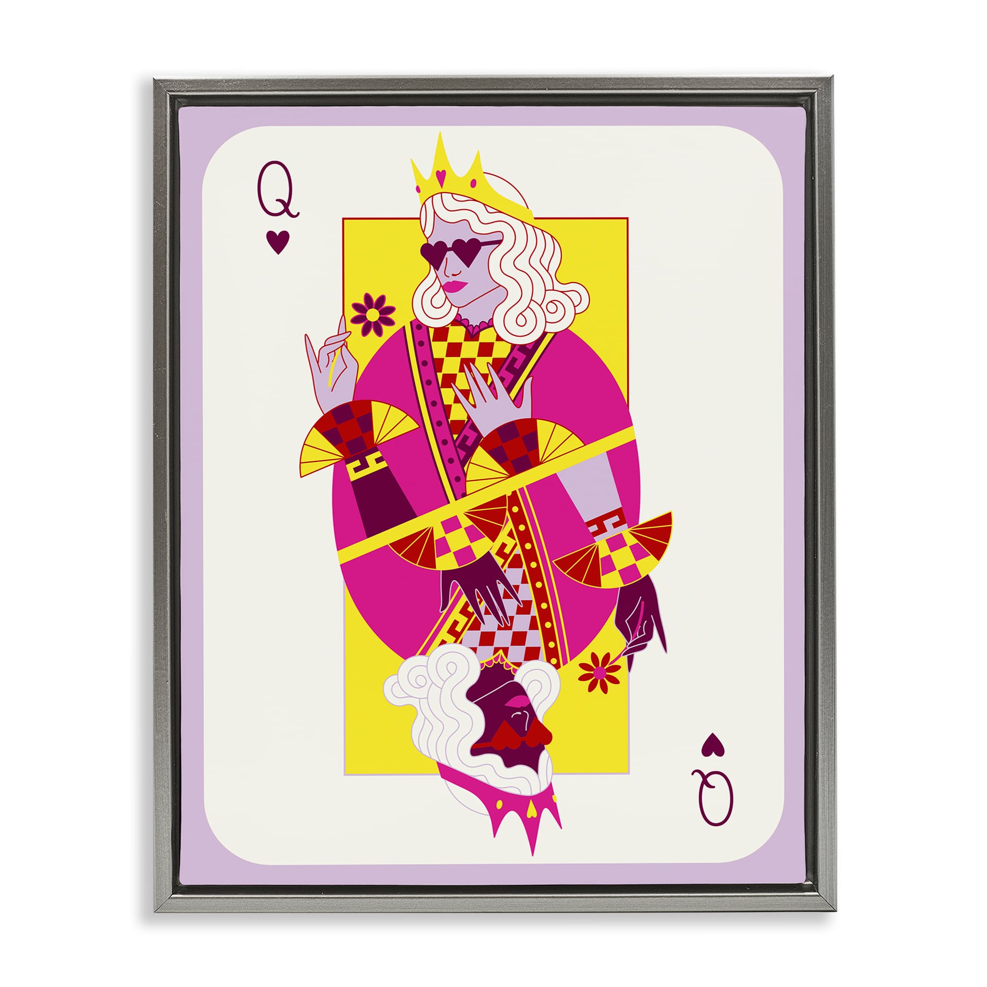Stupell Industries BS-364-FFL-16X20 Trendy Queen Card Gray Framed Floater Canvas Wall Art By Grace Popp 17 x 21