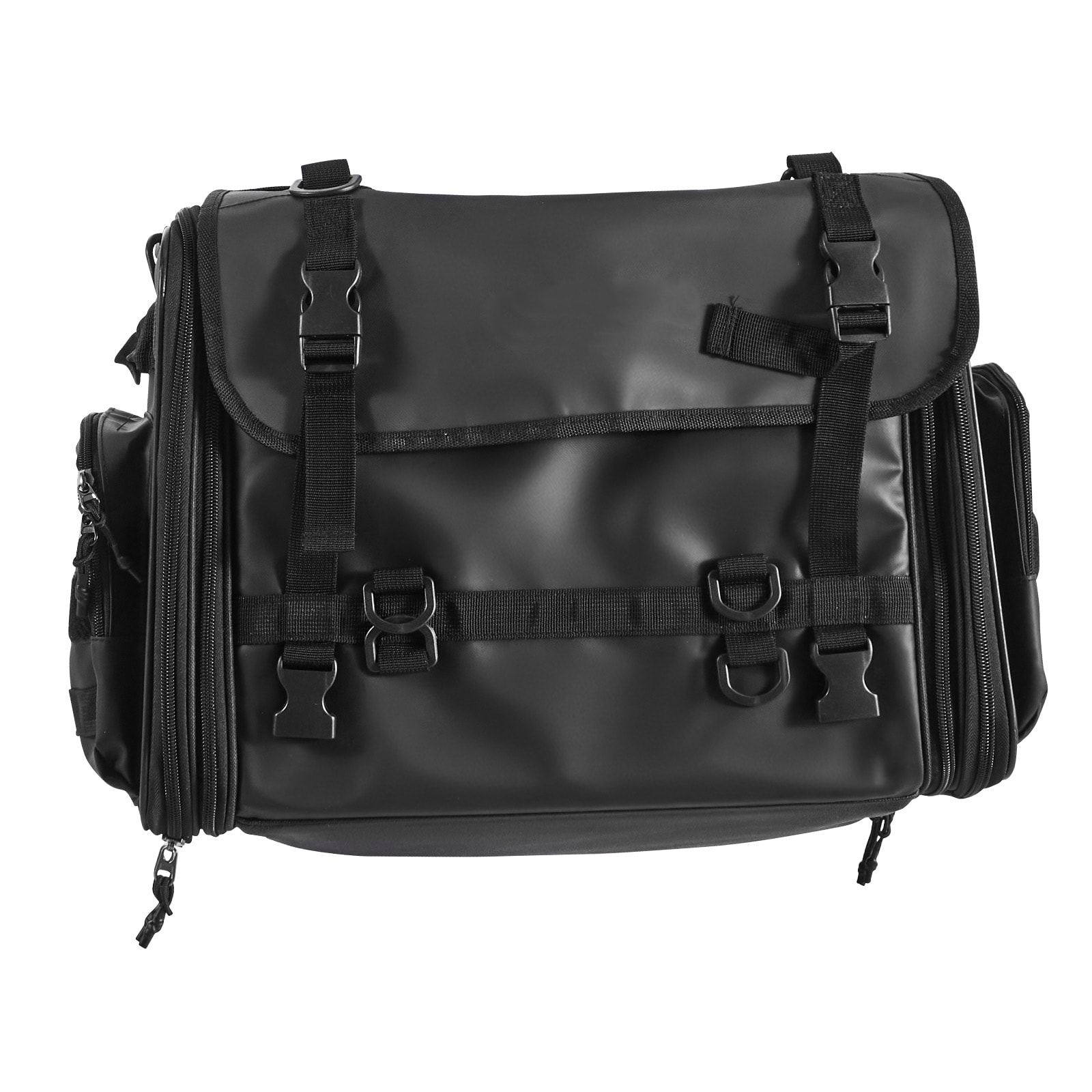 VEVOR Motorcycle Tail Bag 40-60 L Expandable Motorcycle Rear Seat Bag with Waterproof Rain Cover Foldable Outdoor Sports Motorbike Luggage Storage with Shoulder Straps Pocket and Elastic Cord Black
