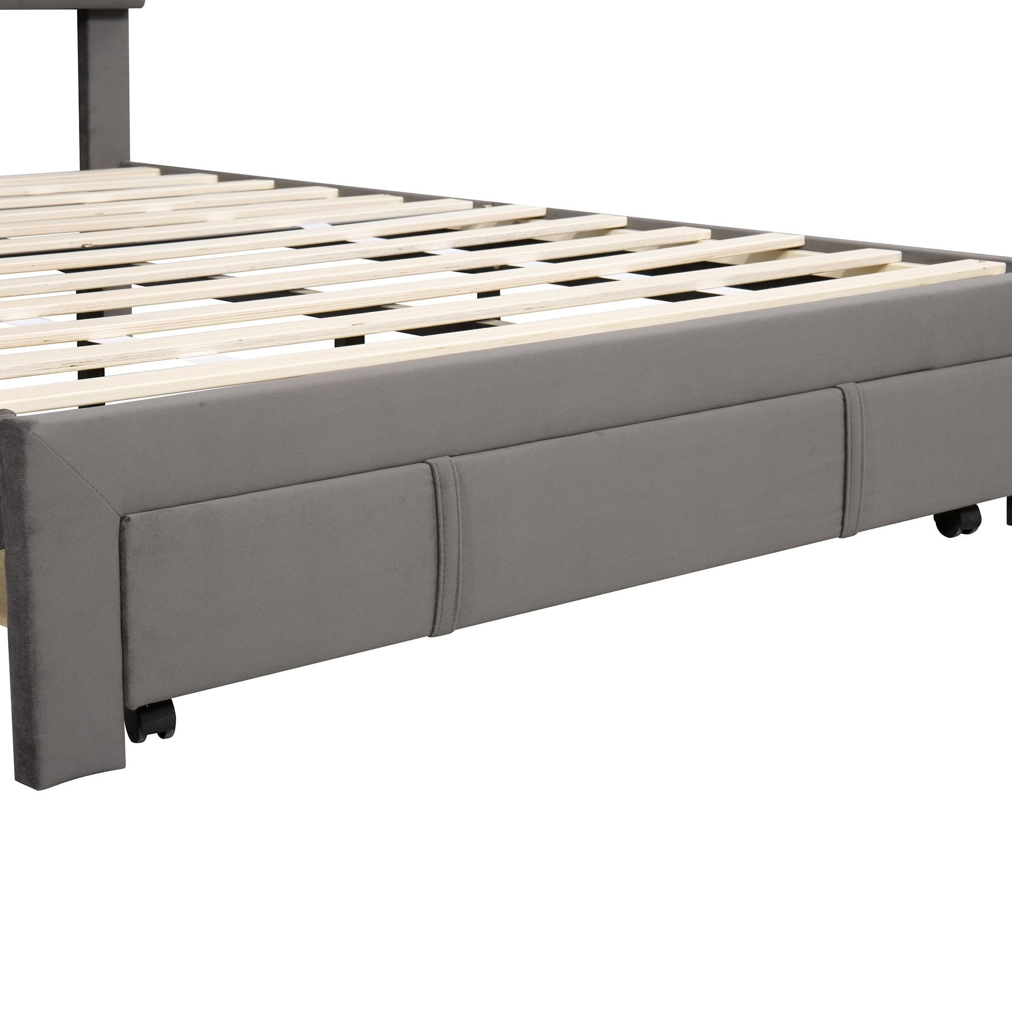 Yiekholo Grey Full Upholstered Platform Bed in the Beds department at ...