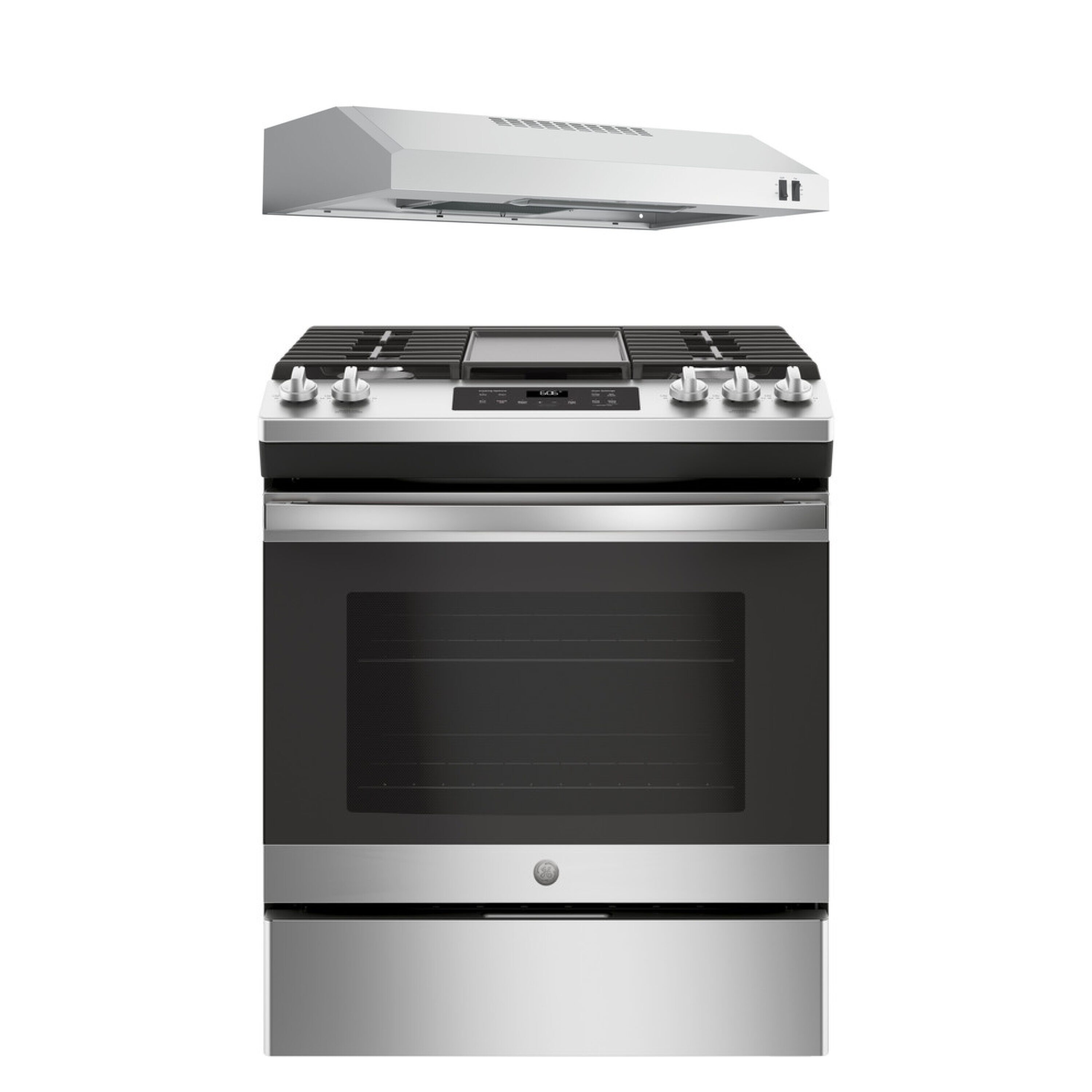 GE Crisp Mode 30-in 5 Burners 5.3-cu ft Slide-in Natural Gas Range (Stainless Steel)