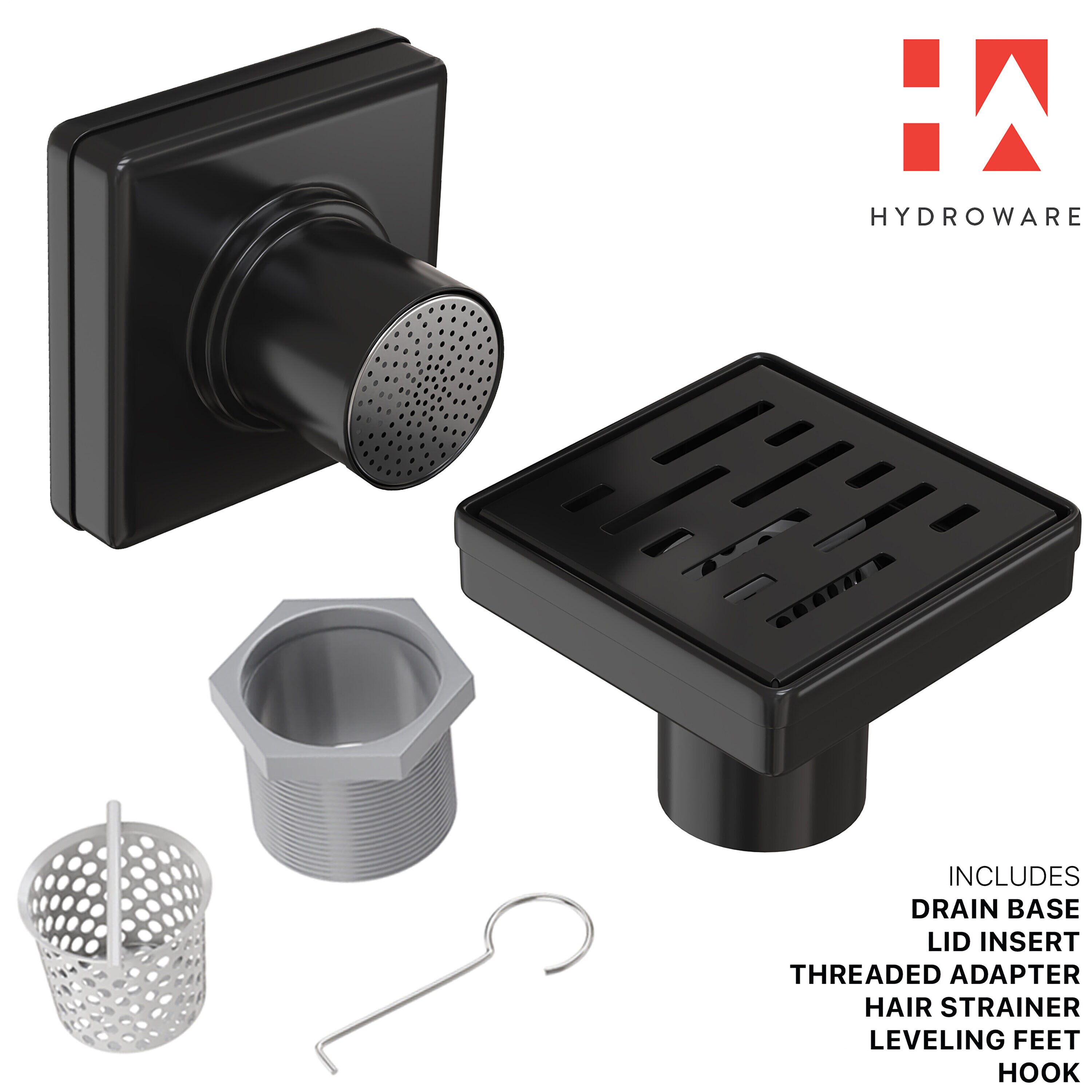 HYDROWARE HYD-0007 24 Linear Grid Shower Drain Finish: Matte Black