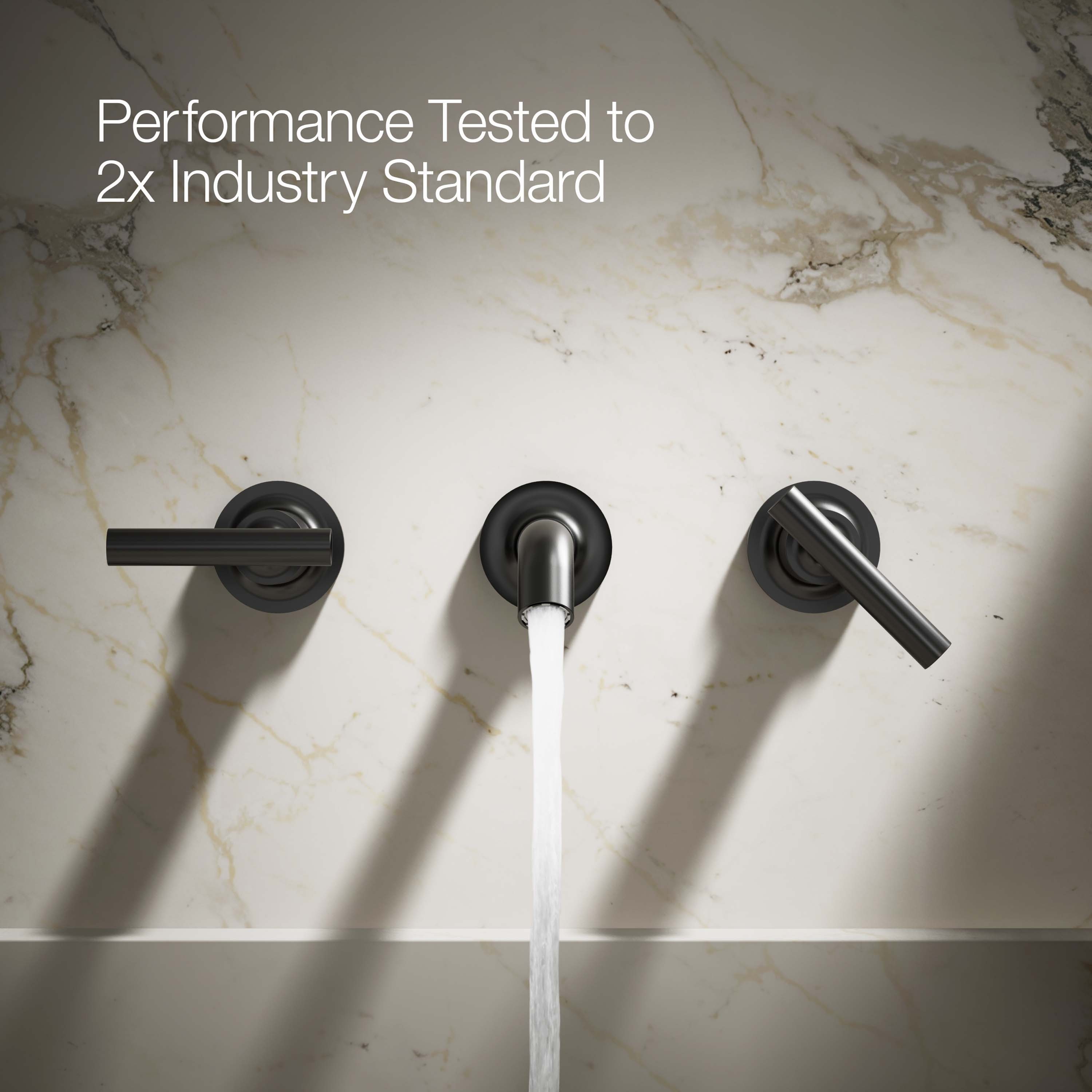 Matte Black Wall-Mounted Bathroom Faucet with Lever Handles