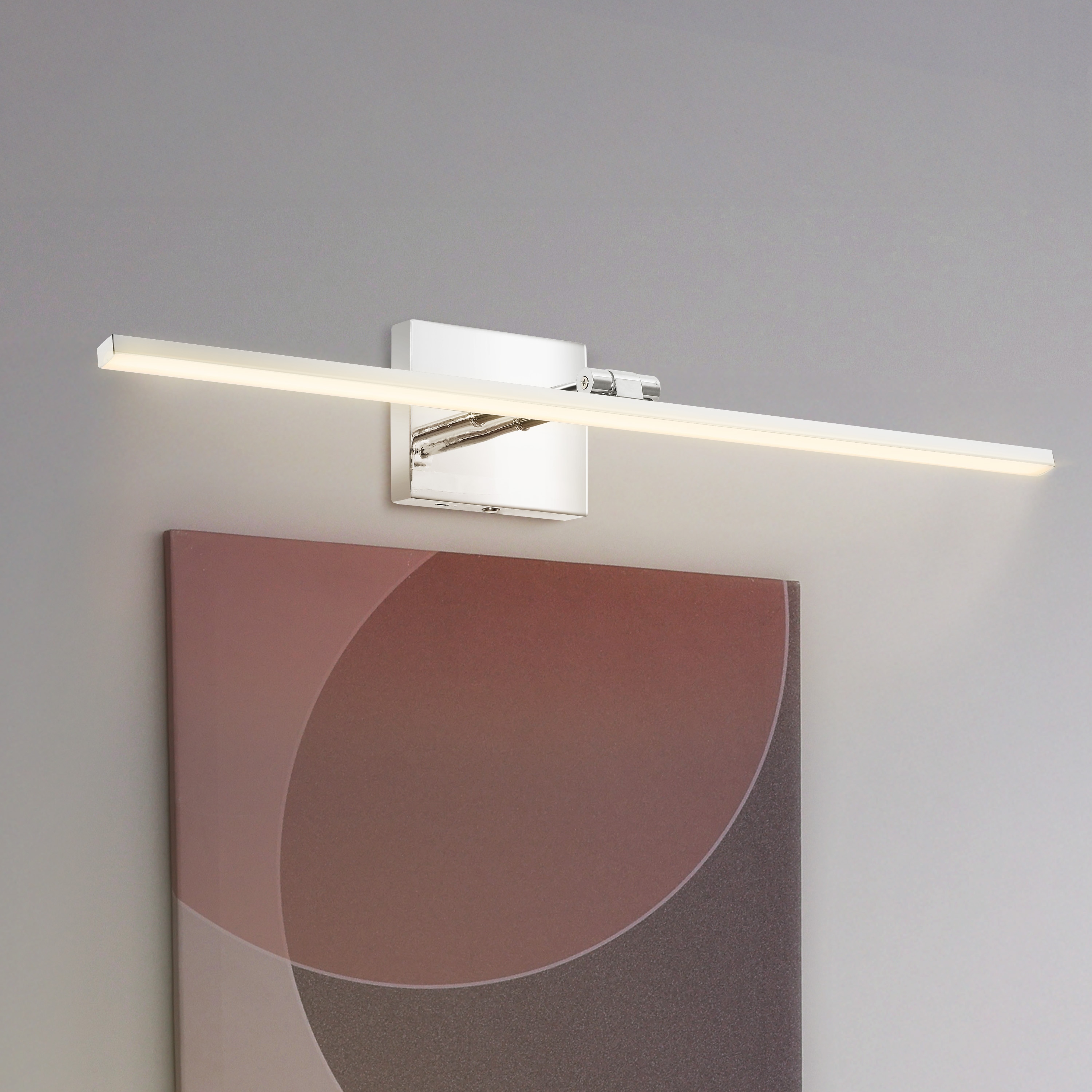 JONATHAN  Y JYL7163E Santino Minimalist Rechargeable Picture Light Touch Sensor 28.00-in W 1 -Light Polished Chrome Integrated LED Wall Sconce