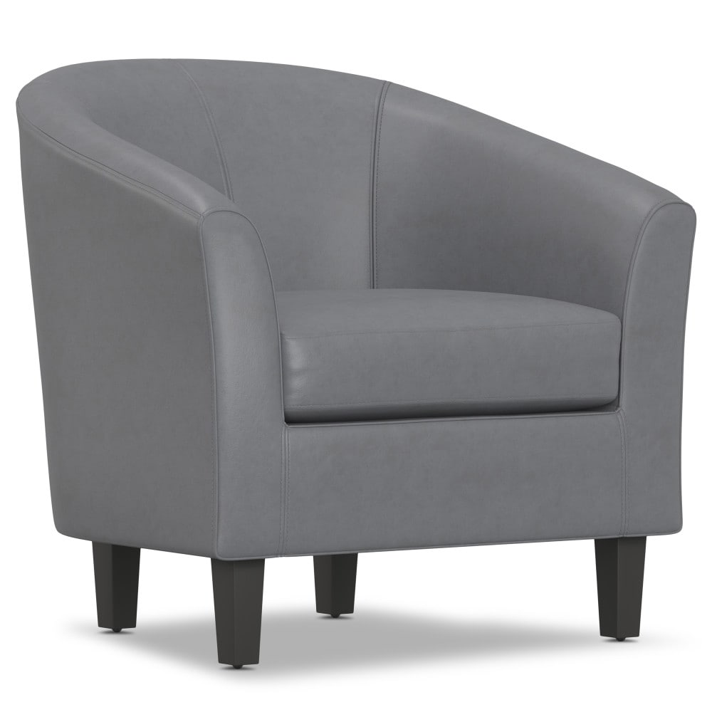 Simpli Home AXCTUB-003-G Austin Modern Stone Grey Faux leather Accent Chair