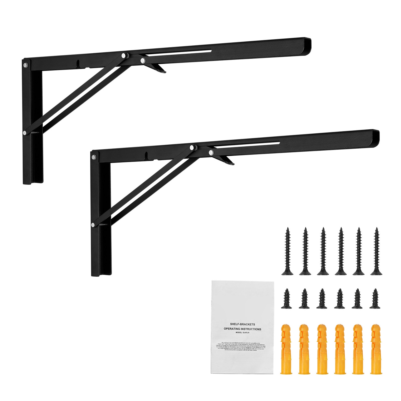 SVOPES SVOPESSJZJGBZ07391V0 Shelf Bracket Foldable. 24Inch L 2 Pcs. Heavy Duty Floating Shelf Brackets. Brackets For Shelves. 5Mm Thick Matte Black L Shelf Bracket. Steel Shelving Brackets with 300 Lbs Load Capacity