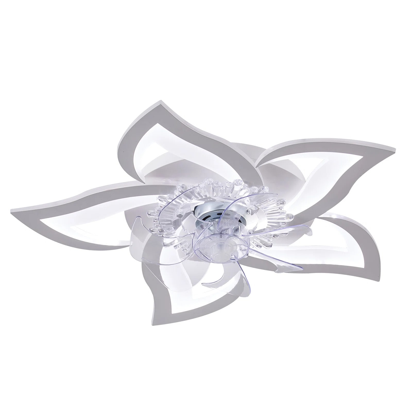  LOCK1116 27.2-in Color-Changing Integrated LED Flush Mount White with ABS Blades Chandelier Ceiling Fan With Light - Remote Included ( 7 -Blade )
