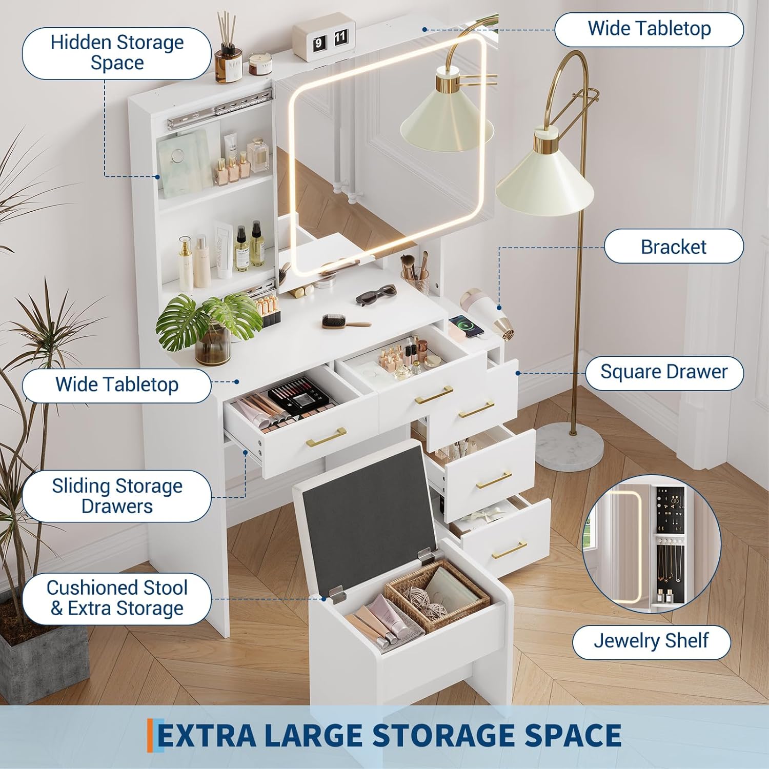 Qeetex LHF-SZT-PHO-34BTQHJJ Bedroom-Vanities - View #7