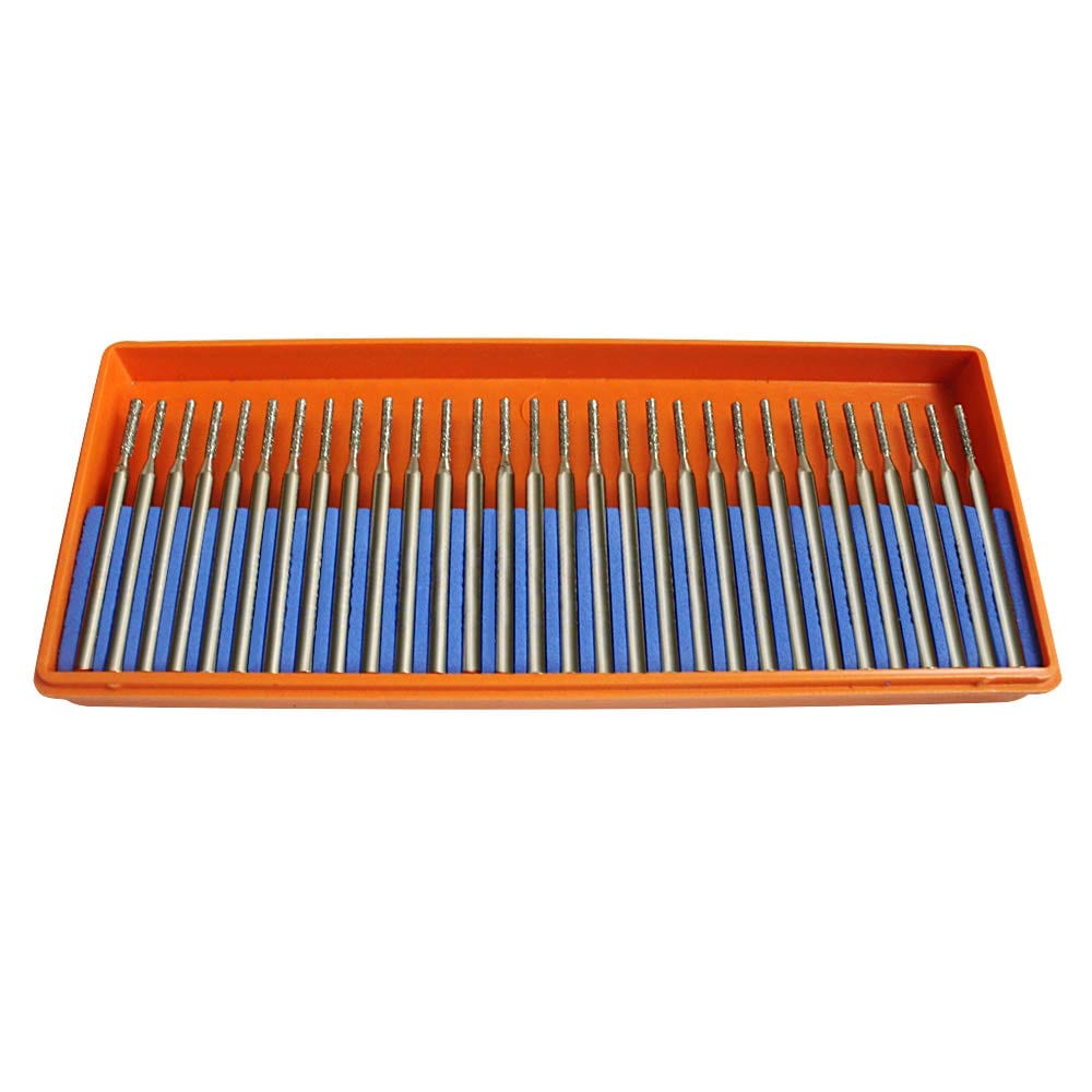 Phyfalip  30 pack 1mm diamond drill bit set for rotary tool 1 eighth inch shank for jewelry making sea glass shells gemstones rocks marbles crafts