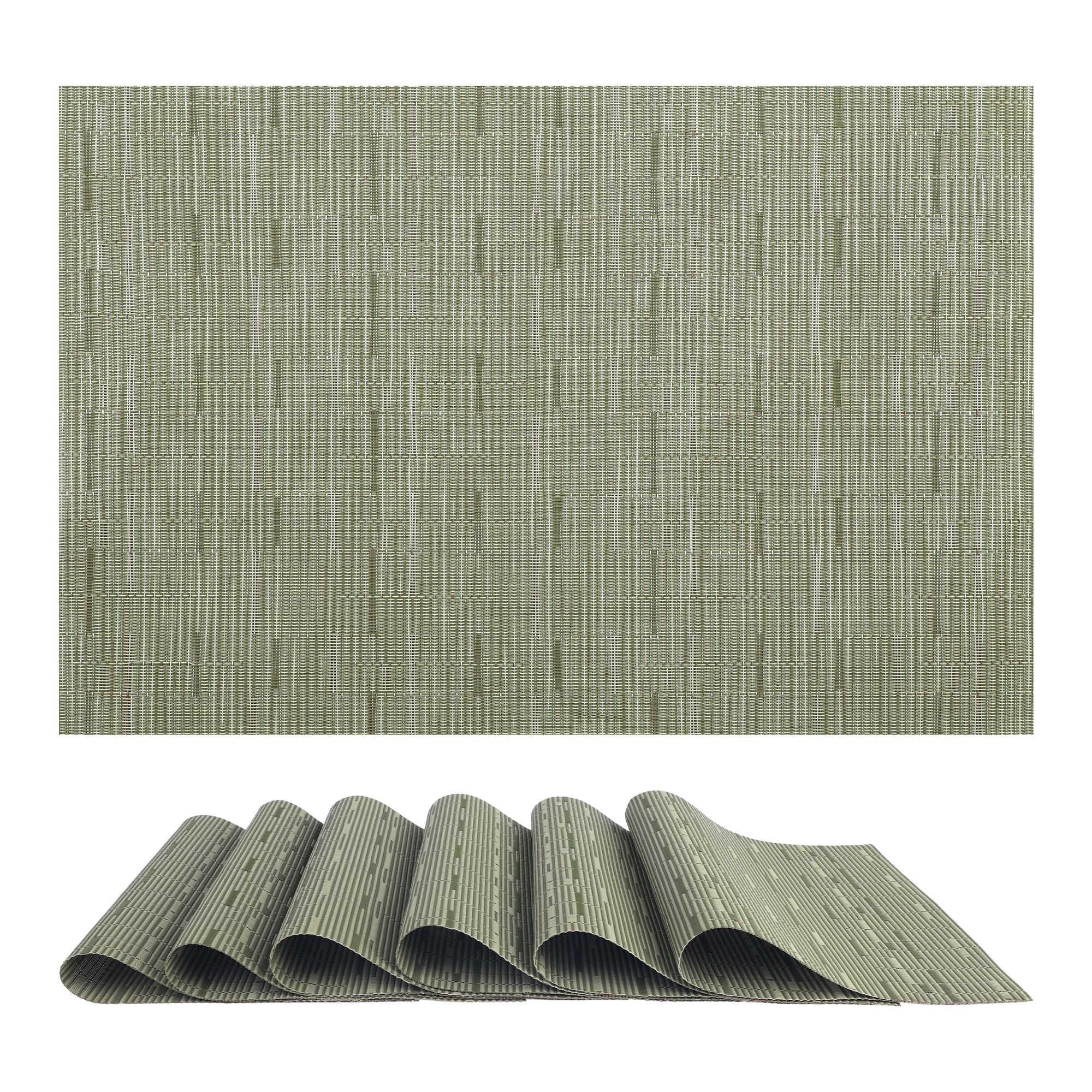 Unique Bargains Placemats 6pcs PVC Placemats for Kitchen Dining Table Decor Washable Table Placemats Wipeable Table Mat 18x12Inch Green #S25120800UX5951