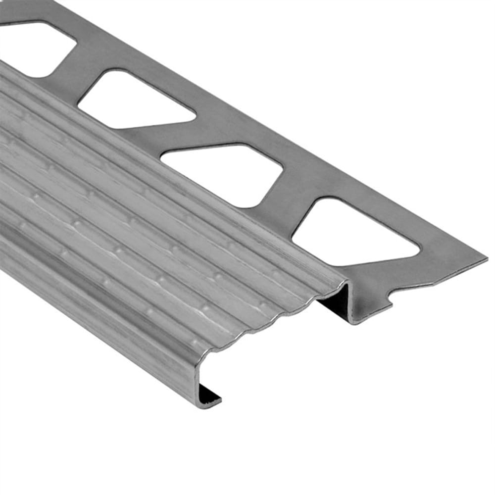 Schluter Systems TE80 Trep-E 0.313-in W x 98.5-in L Stainless steel Steel Stair nose Tile Edge Trim
