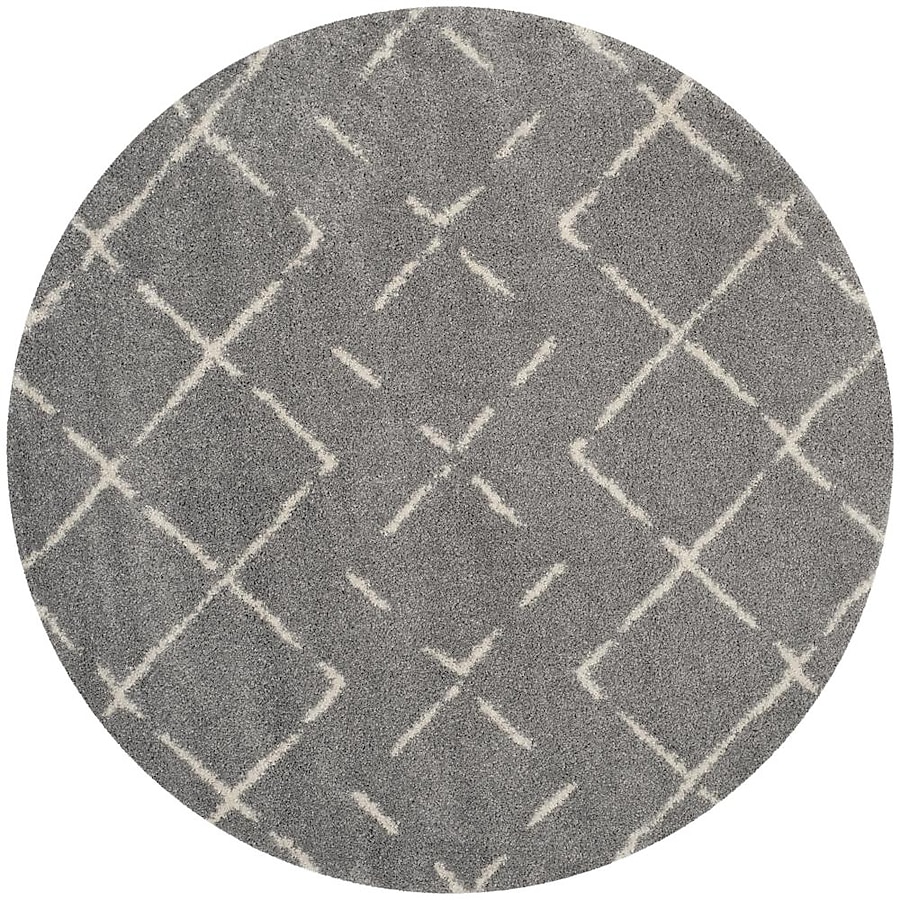 Safavieh Arizona Myra Shag 5 x 5 Gray/Ivory Round Indoor Trellis Moroccan Area Rug Safavieh Arizona Myra Shag 5 x 5 Gray/Ivory Round Indoor Trellis Moroccan Area Rug