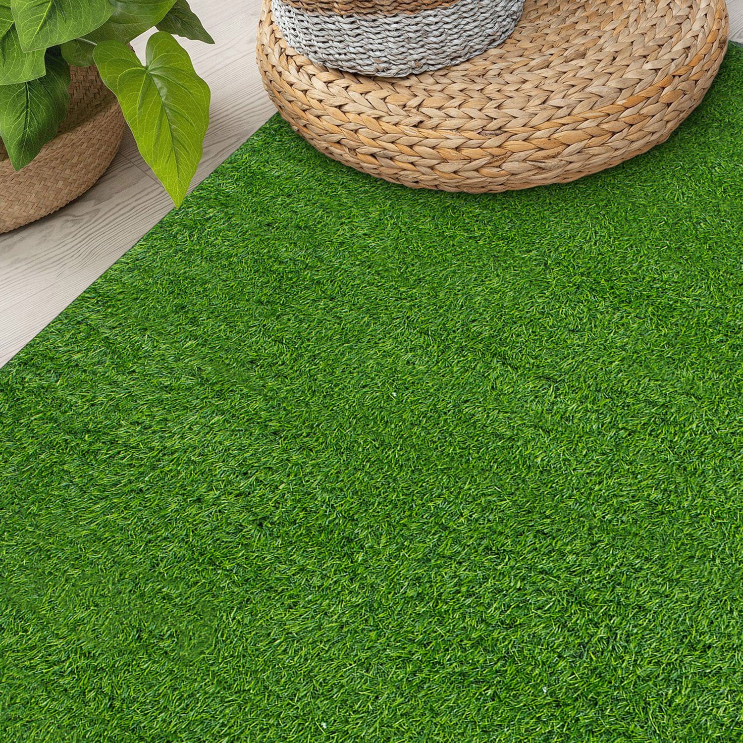Green Synthetic Artificial Grass Indoor Outdoor Area Rug 6'6"x9'