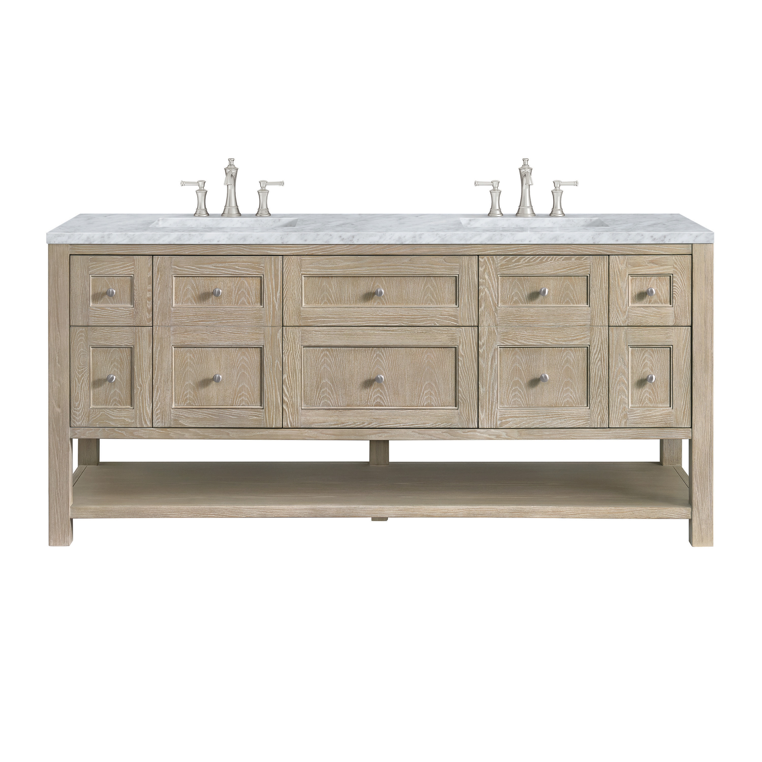 James Martin Vanities Breckenridge 72-in Whitewashed Oak Undermount ...