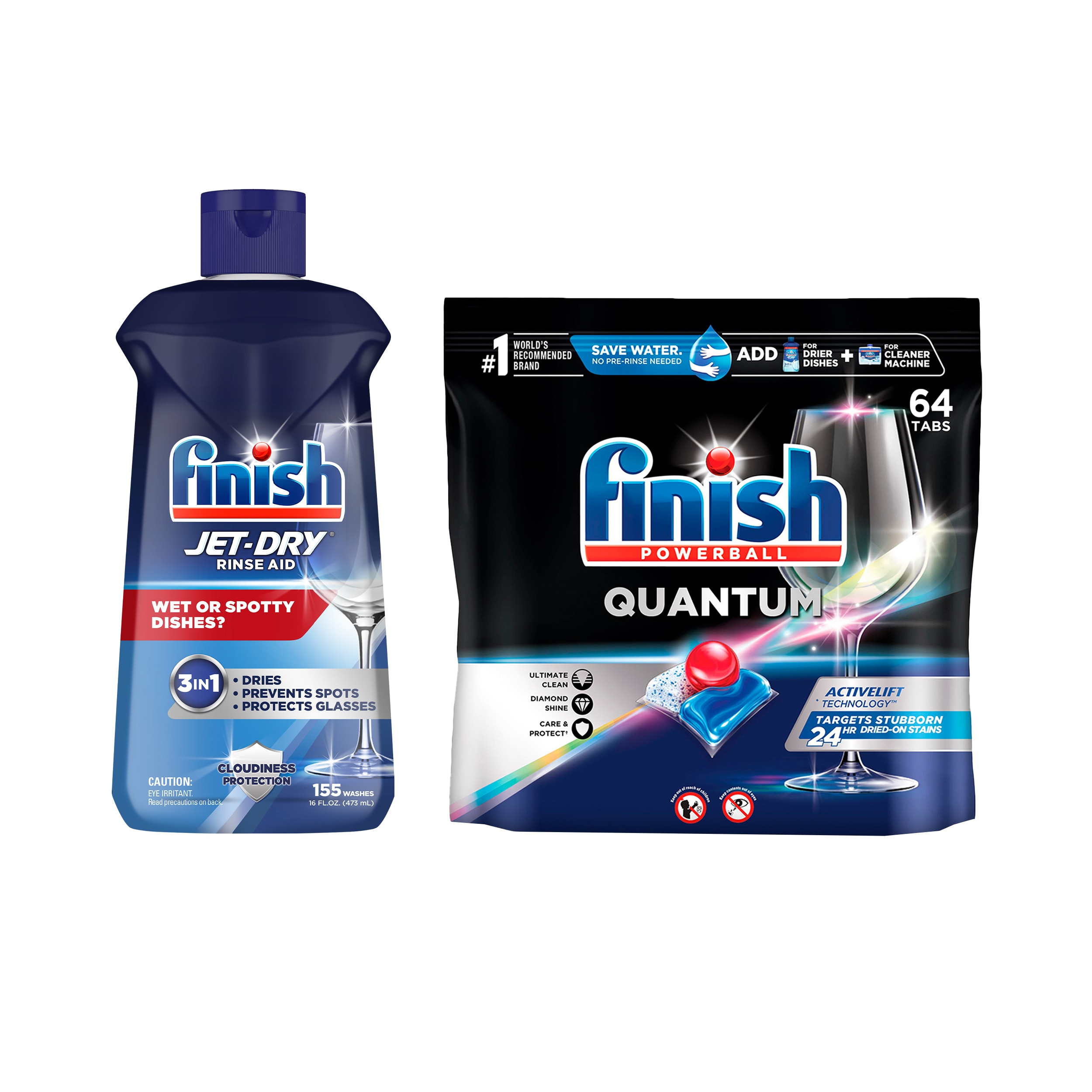 Shop Finish Quantum 64-Count Dishwasher Detergent & Jet Dry Rinsing Agent  Bundle at