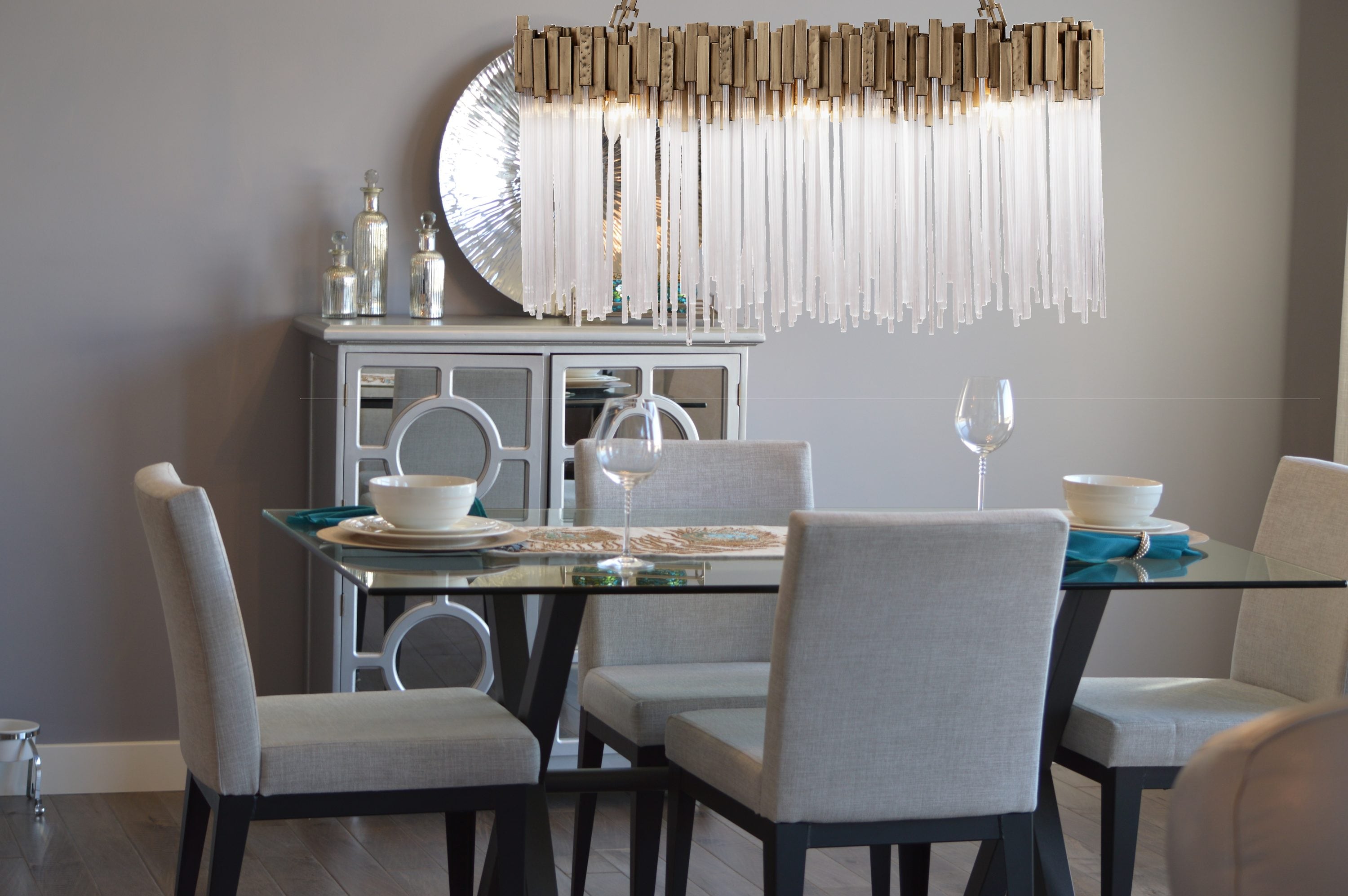 Studio 54 Glam 6-Light Linear Pendant in Havana Gold with Hammered Accents